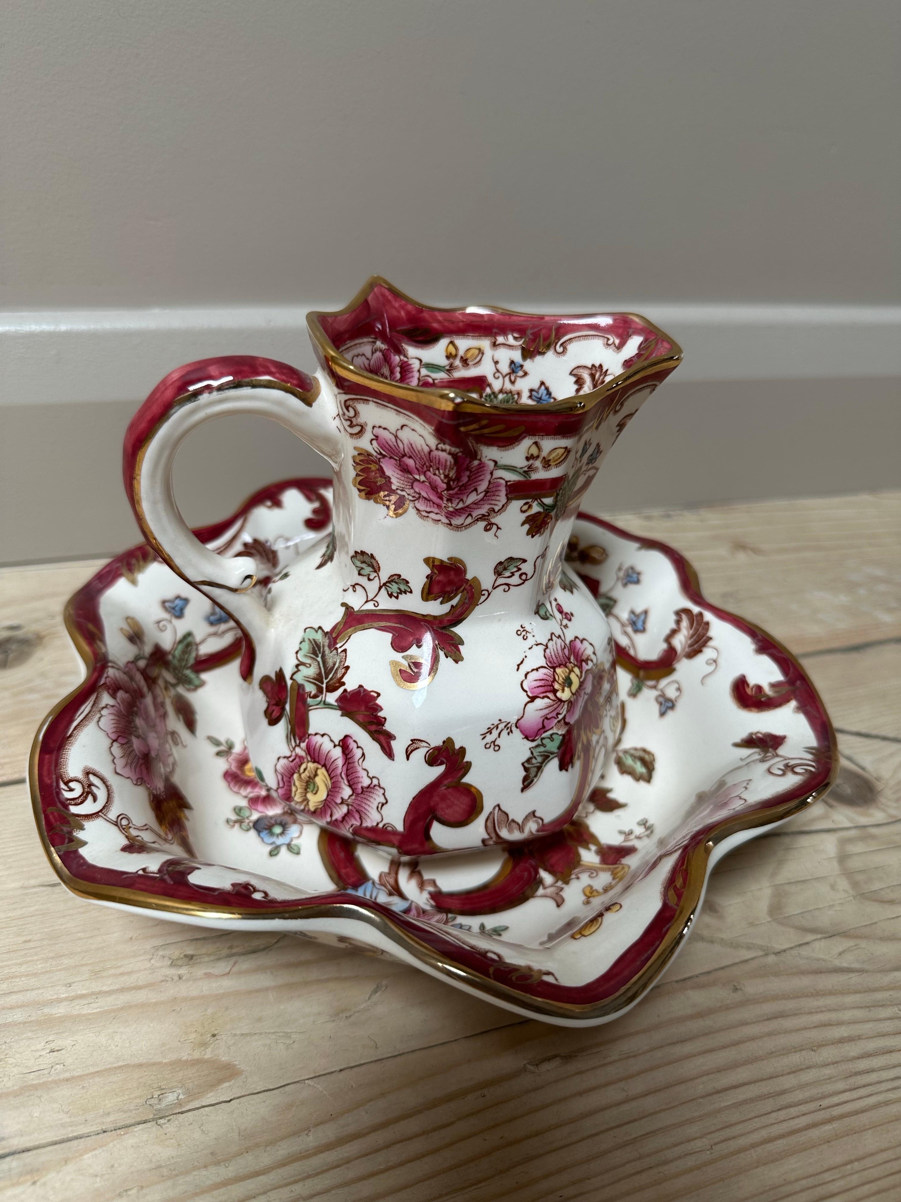 Mason's Ironstone Red Mandalay Jug & Flower Bowl Set For Sale 4
