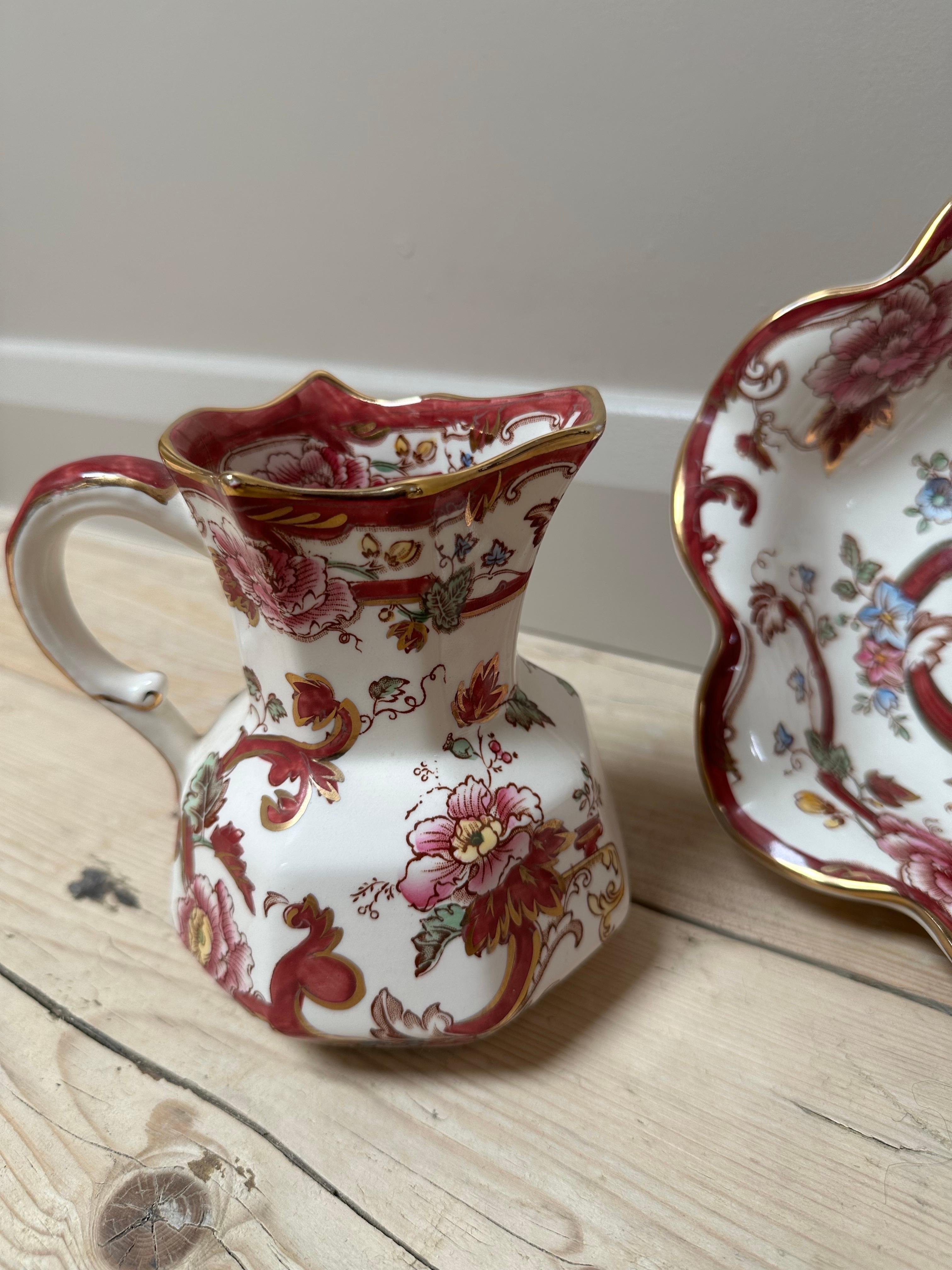Mason's Ironstone Red Mandalay Jug & Flower Bowl Set For Sale 9