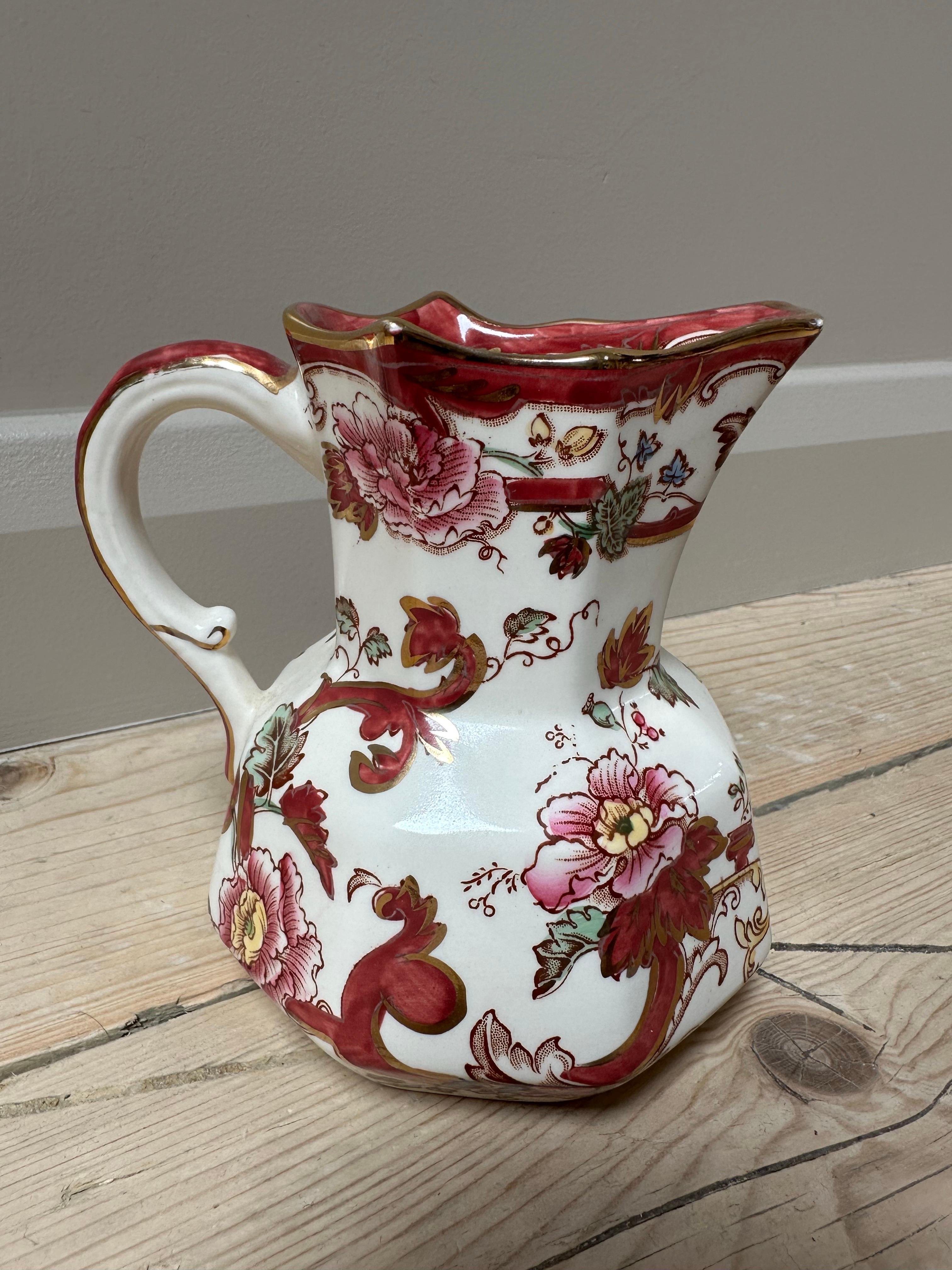 Aesthetic Movement Mason's Ironstone Red Mandalay Jug & Flower Bowl Set For Sale