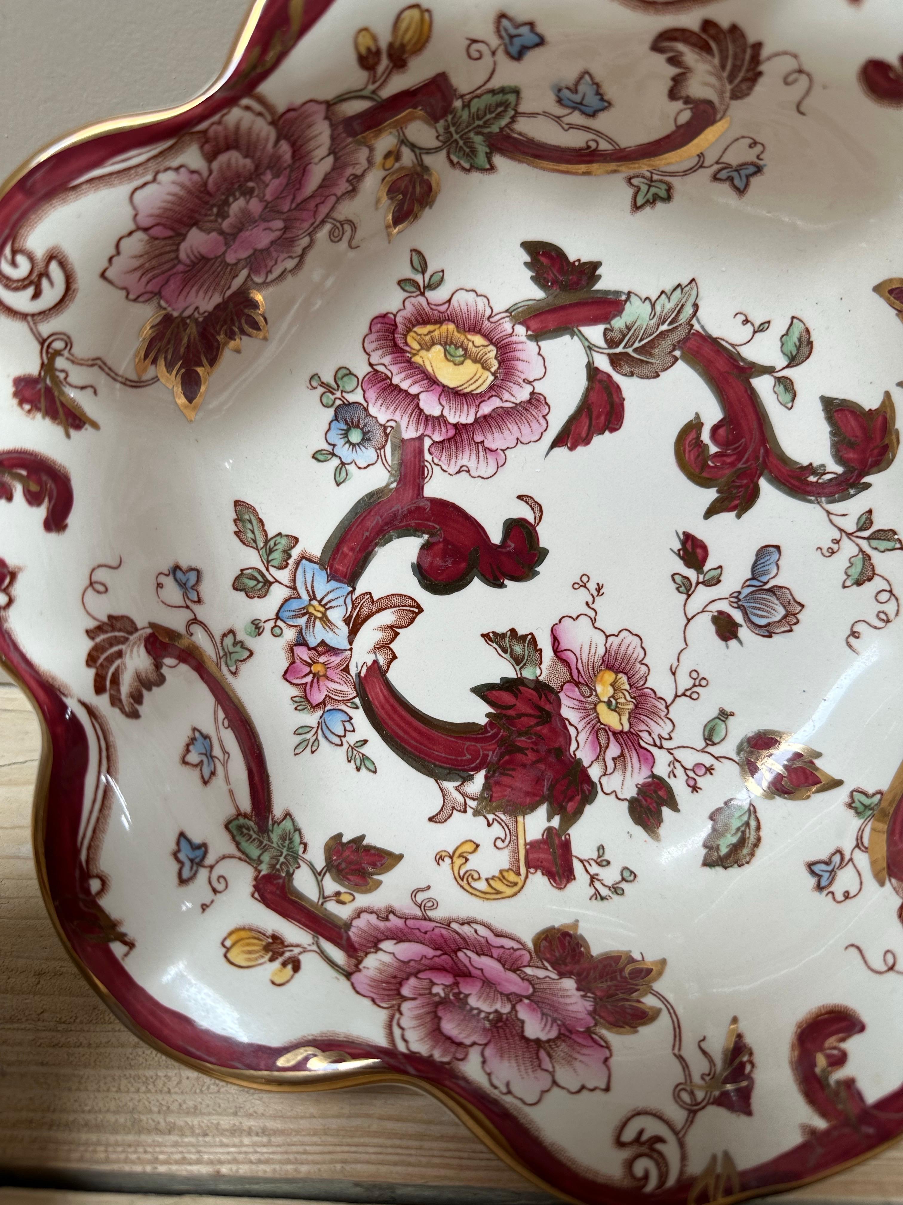 English Mason's Ironstone Red Mandalay Jug & Flower Bowl Set For Sale