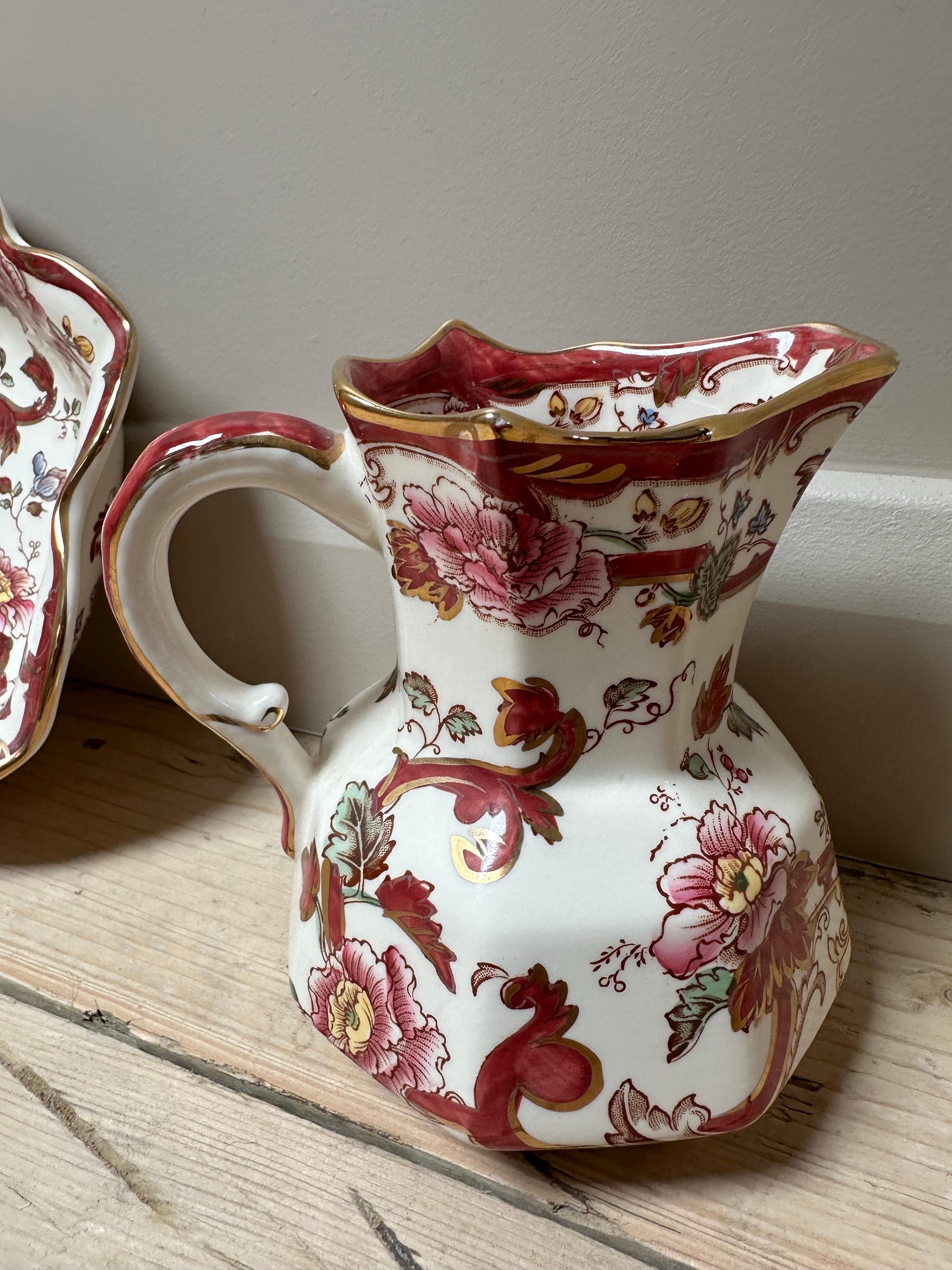 20th Century Mason's Ironstone Red Mandalay Jug & Flower Bowl Set For Sale