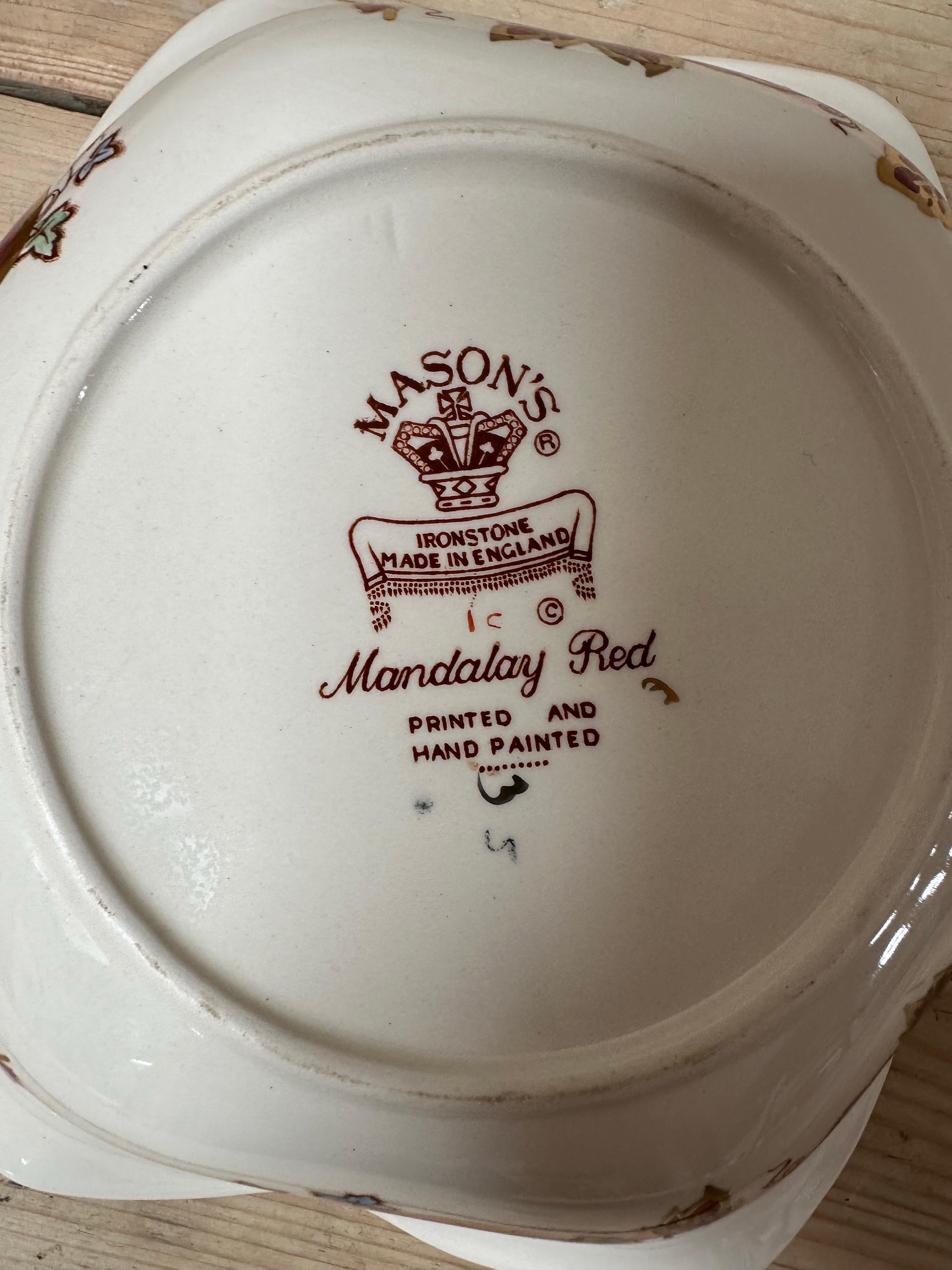 Earthenware Mason's Ironstone Red Mandalay Jug & Flower Bowl Set For Sale