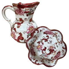 Mason's Ironstone Red Mandalay Jug & Flower Bowl Set