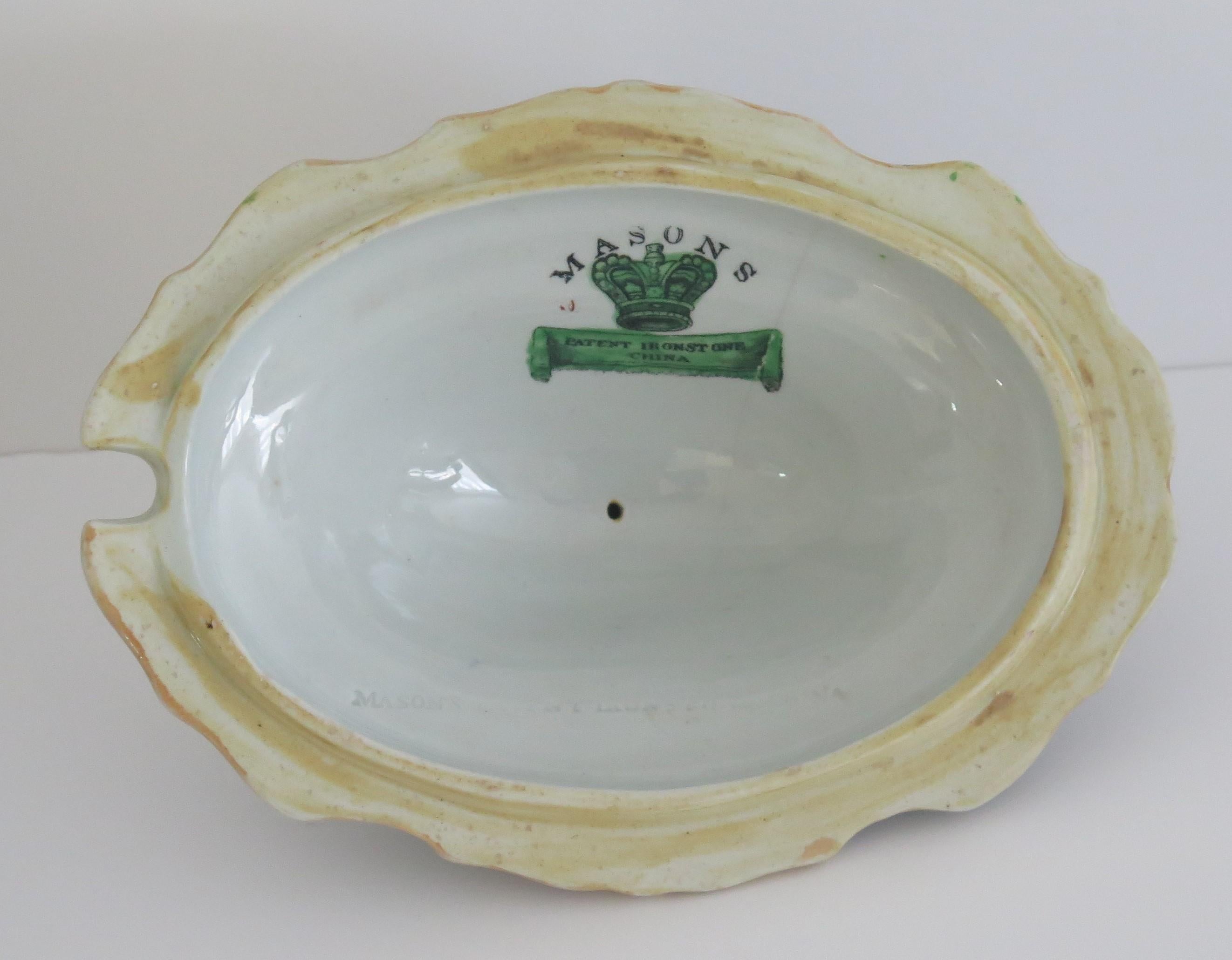 Mason's Ironstone Sauce Tureen & Cover Table & Flower Pot Ptn, Georgian Ca 1818 For Sale 1