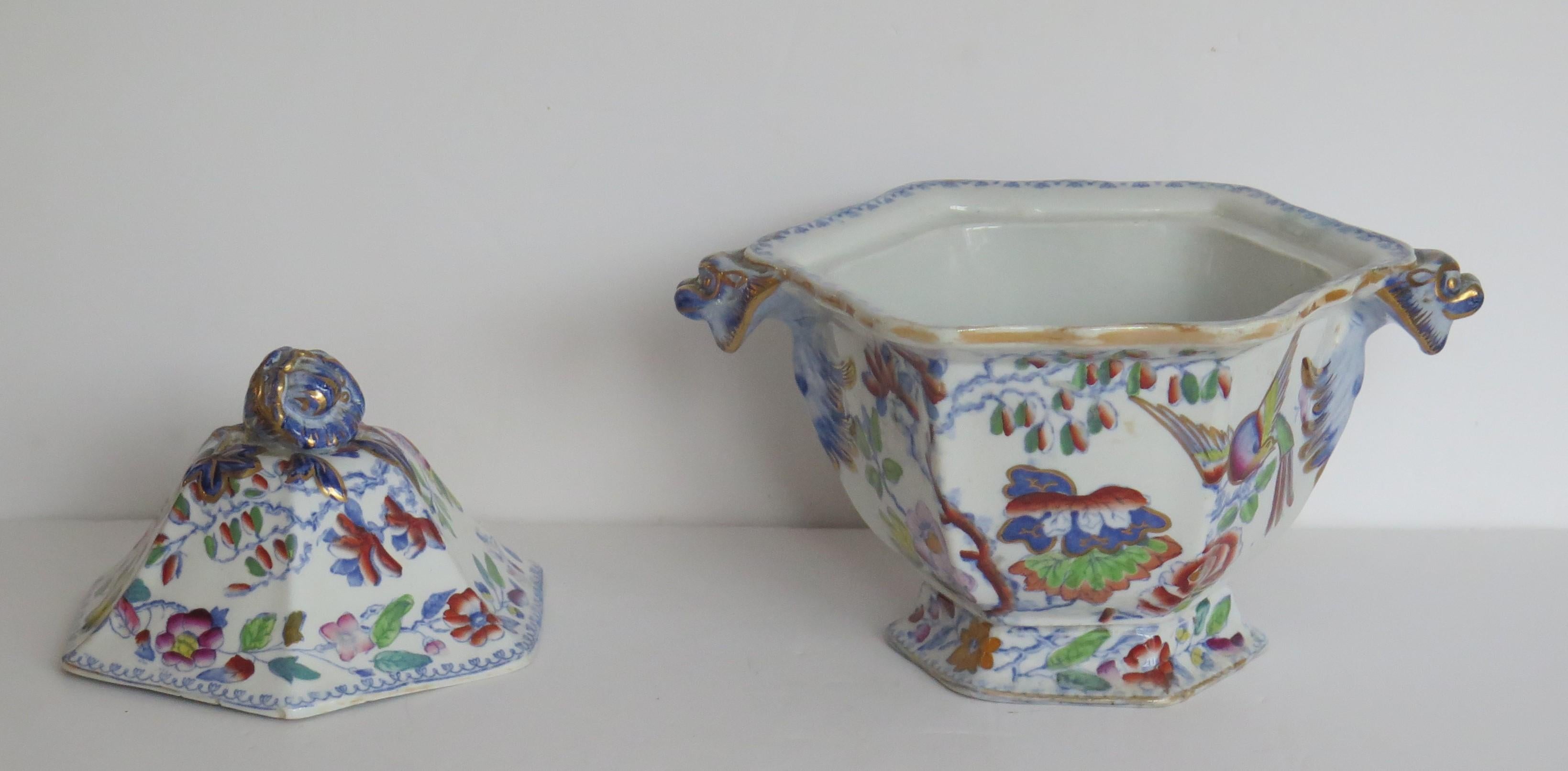 Mason's Ironstone Sauce Tureen in Flying Bird Pattern, Circa 1860 In Good Condition In Lincoln, Lincolnshire