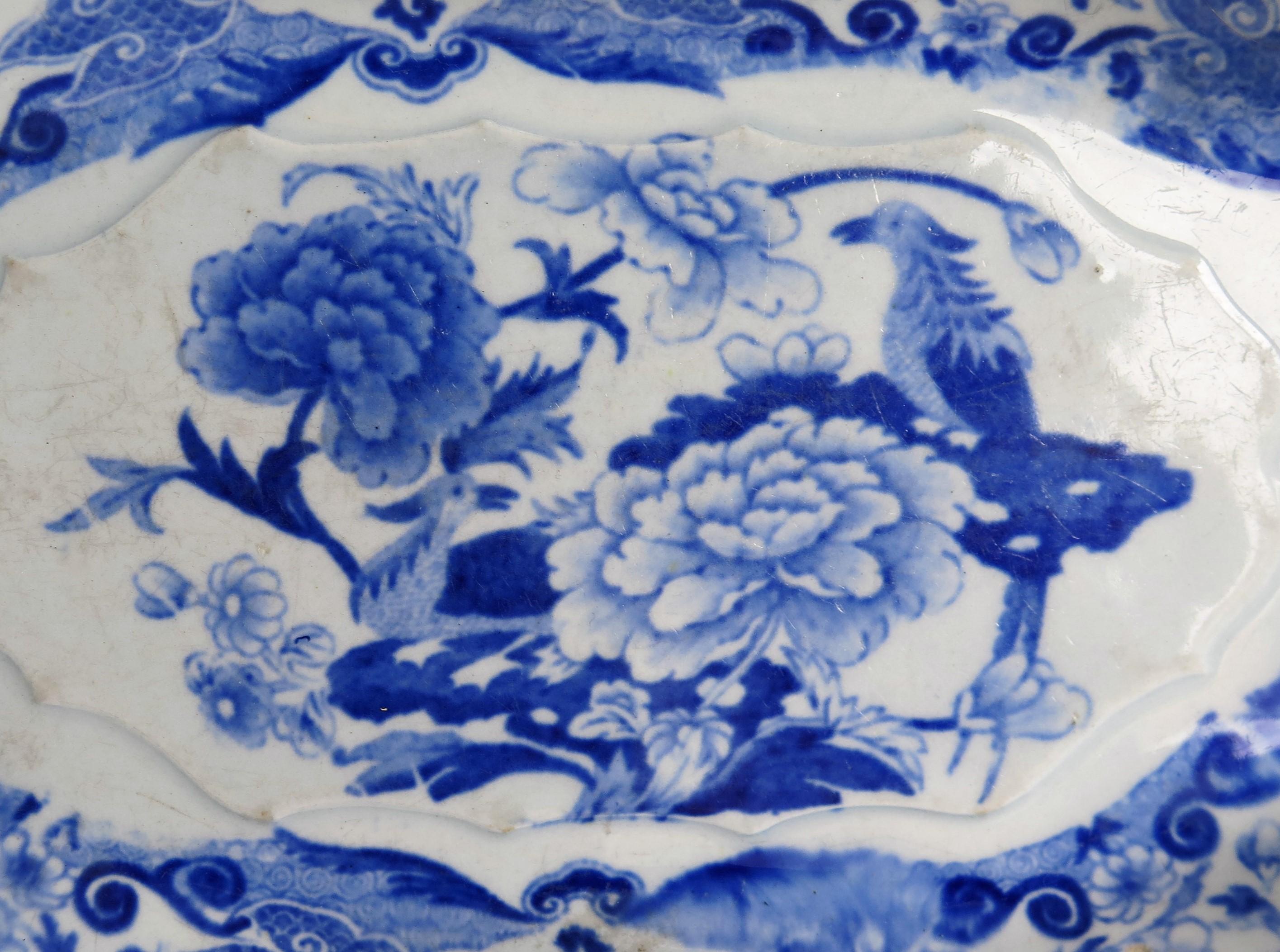 Mason's Ironstone Serving Dish Blue and White India Pheasants Pattern, circa 1820 1