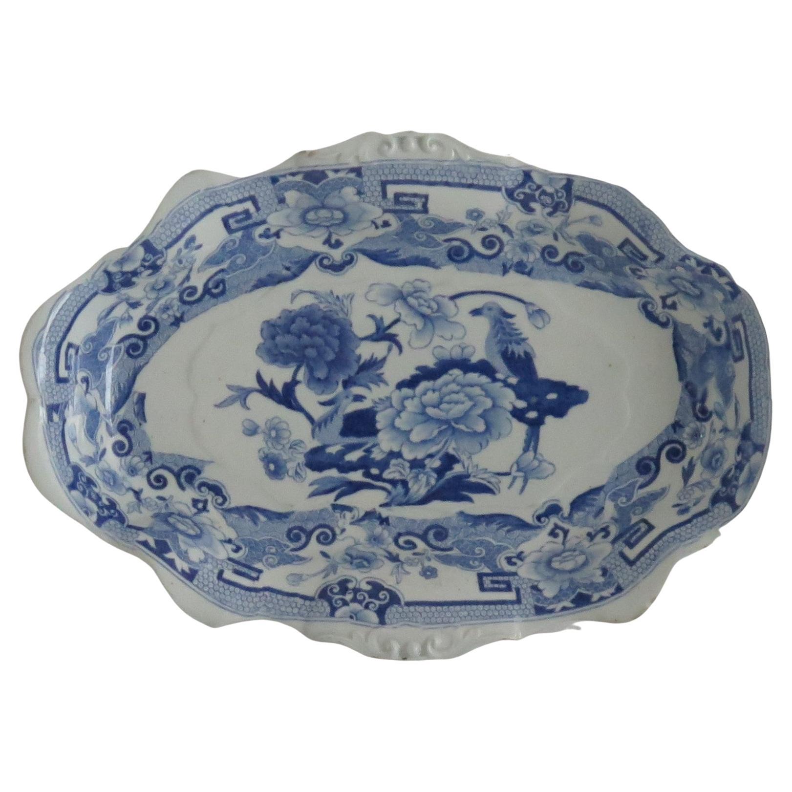 Mason's Ironstone Serving Dish Blue and White India Pheasants Pattern,circa 1820