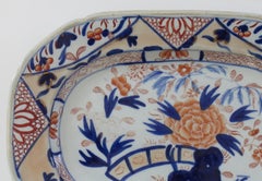 Mason's Ironstone Serving Platter in Fence, Rock & Blue Willow pattern, Ca 1820