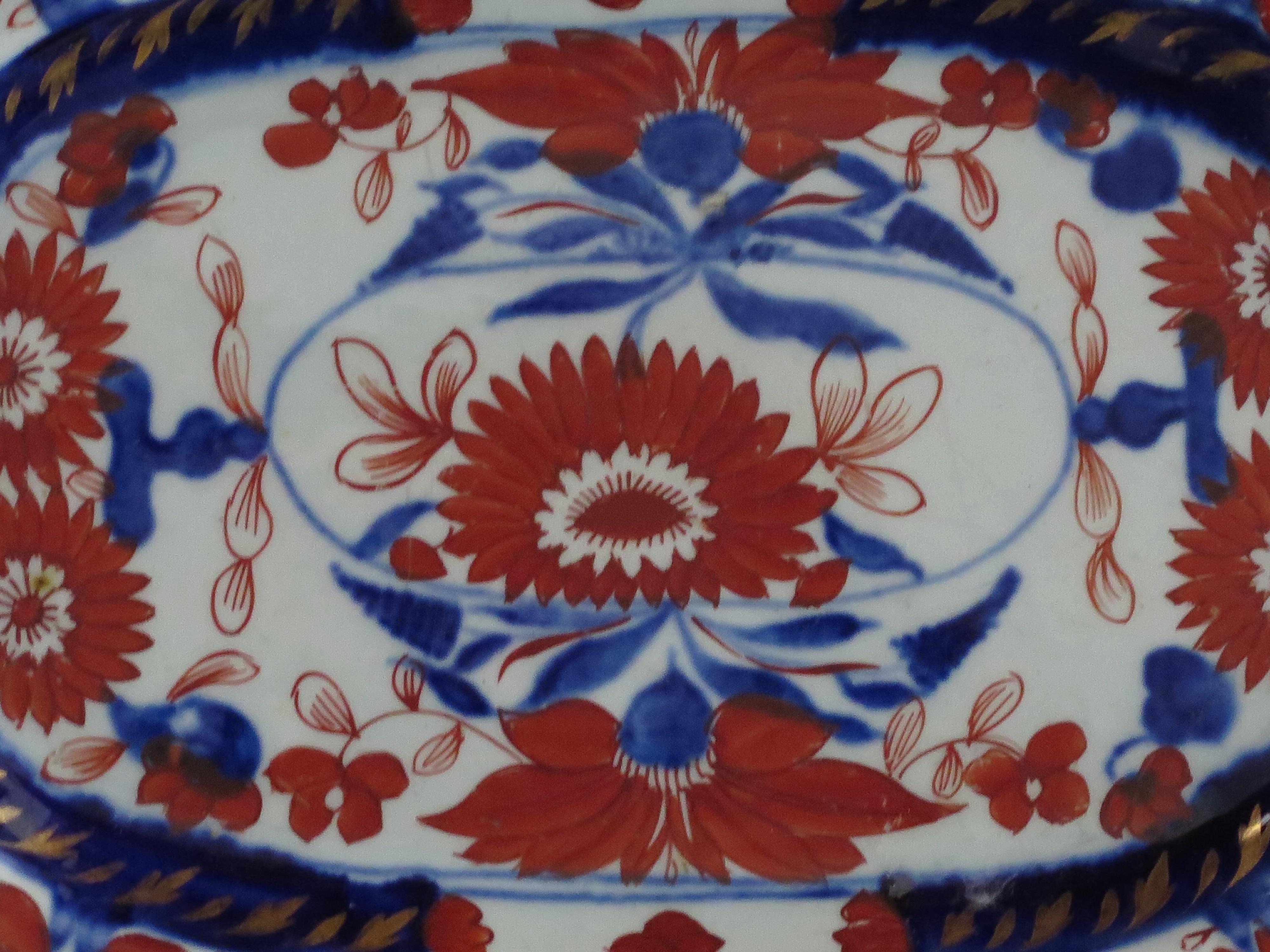 19th Century Georgian Masons Ironstone Serving Platter in rare Chrysanthemum pattern, Ca 1818 For Sale
