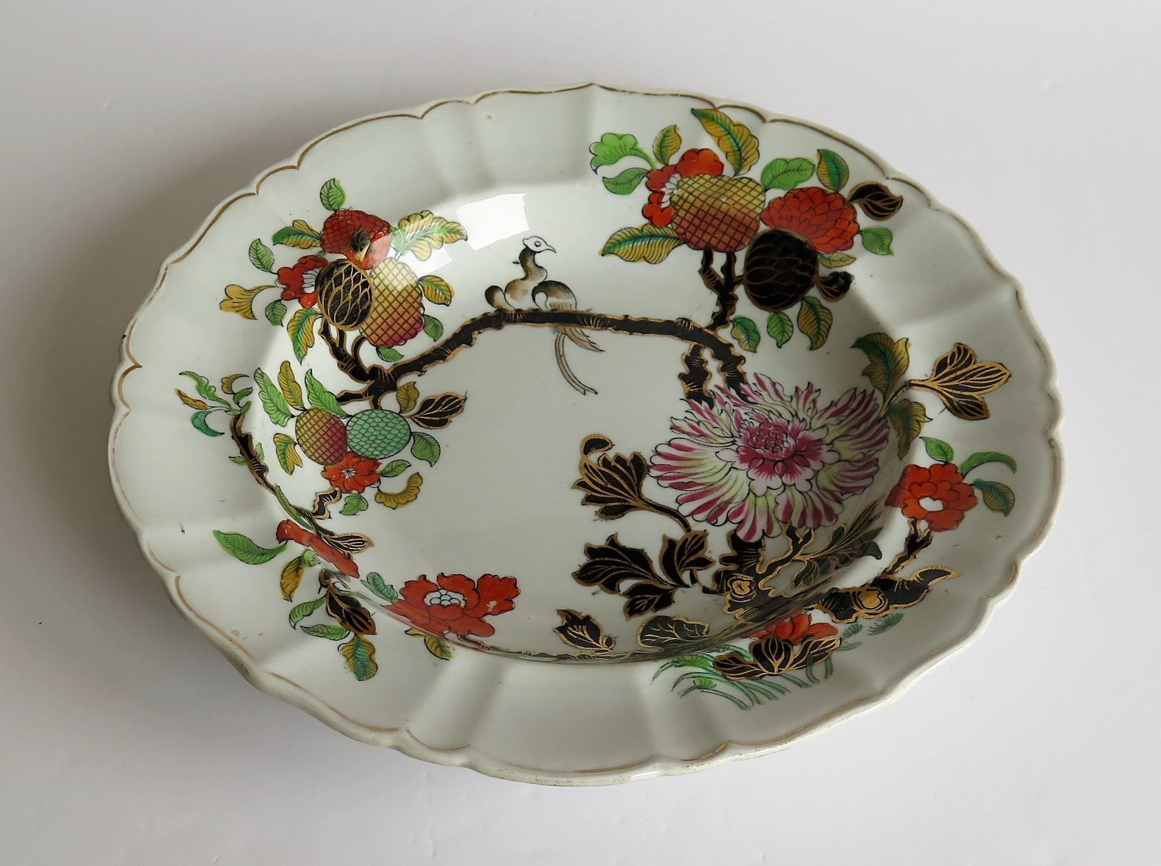 Mason's Ironstone Soup Bowl or Plate Hand Painted Wood Pigeon Pattern circa 1830 4