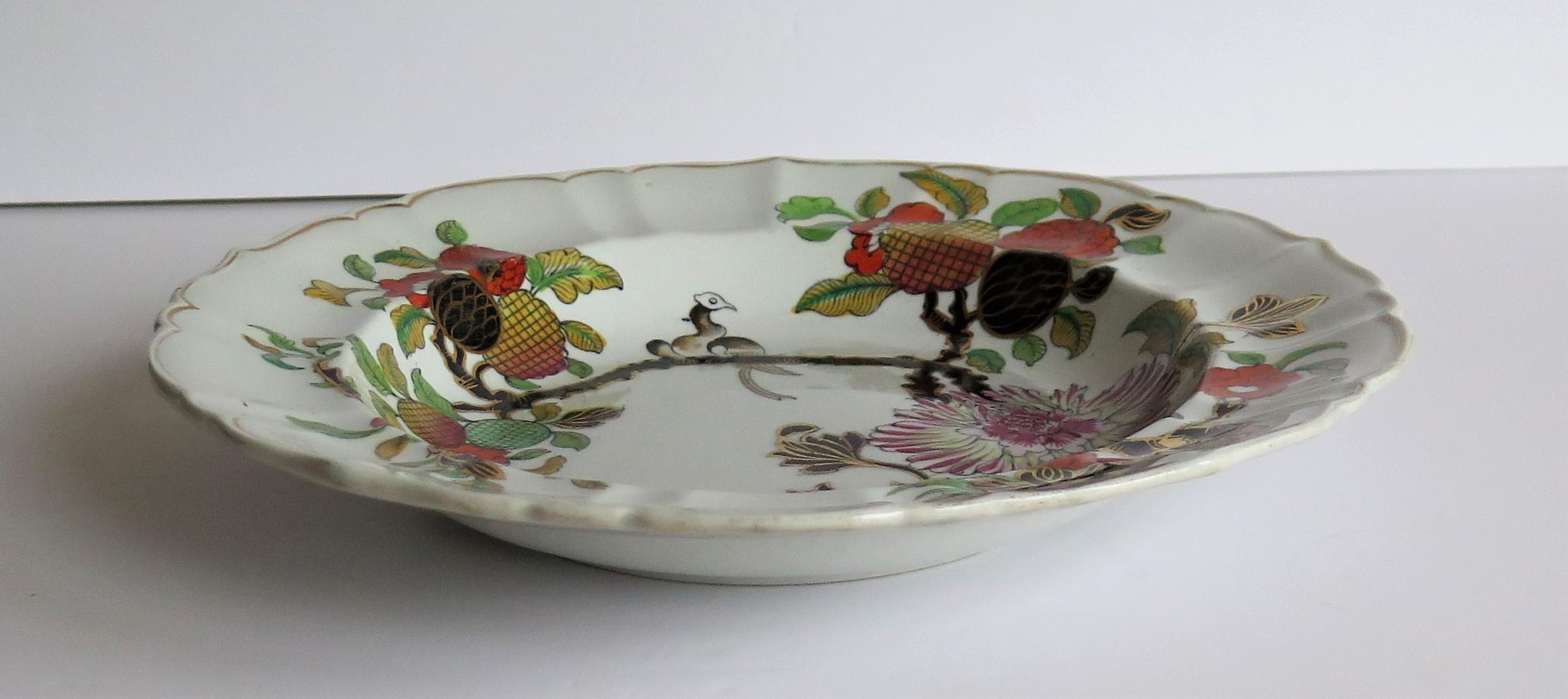 Mason's Ironstone Soup Bowl or Plate Hand Painted Wood Pigeon Pattern circa 1830 5