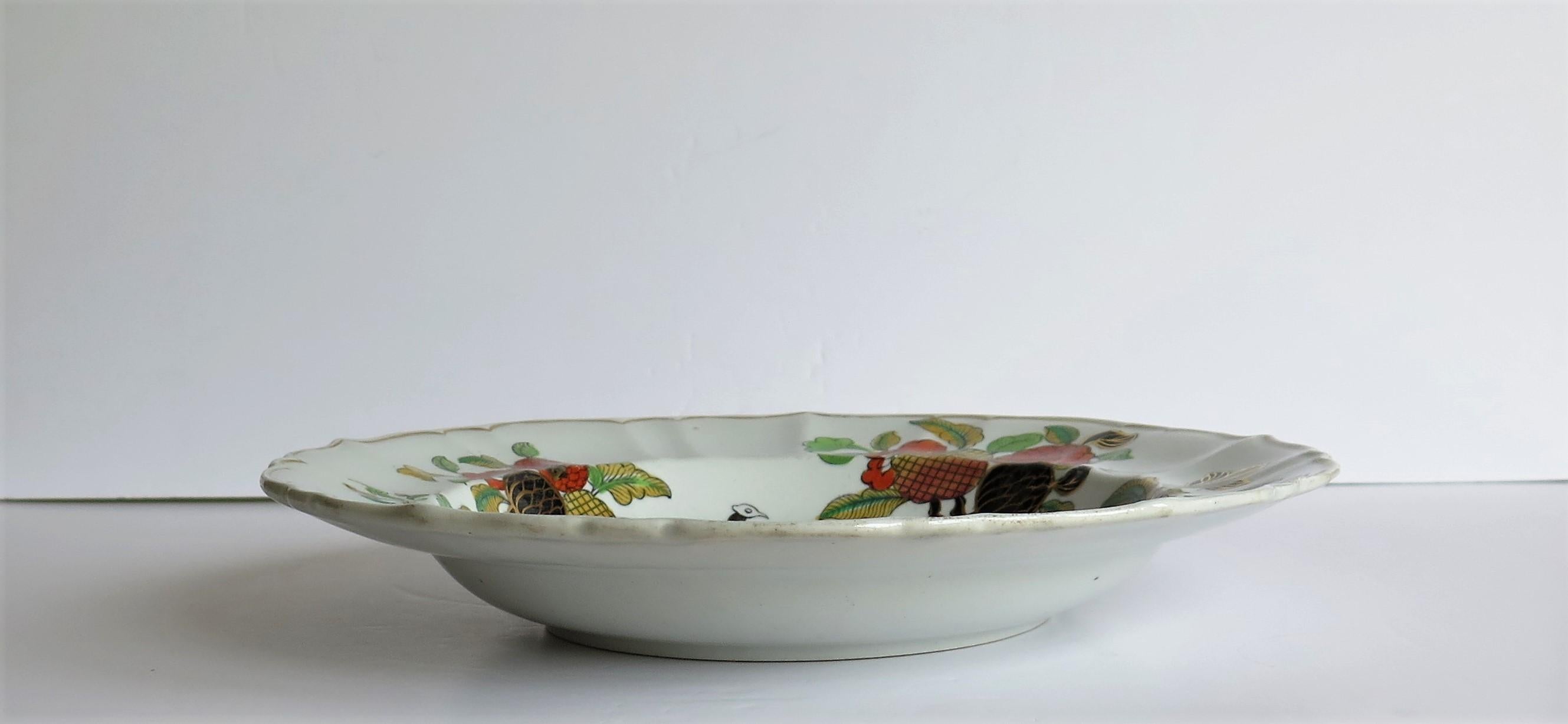 Mason's Ironstone Soup Bowl or Plate Hand Painted Wood Pigeon Pattern circa 1830 6