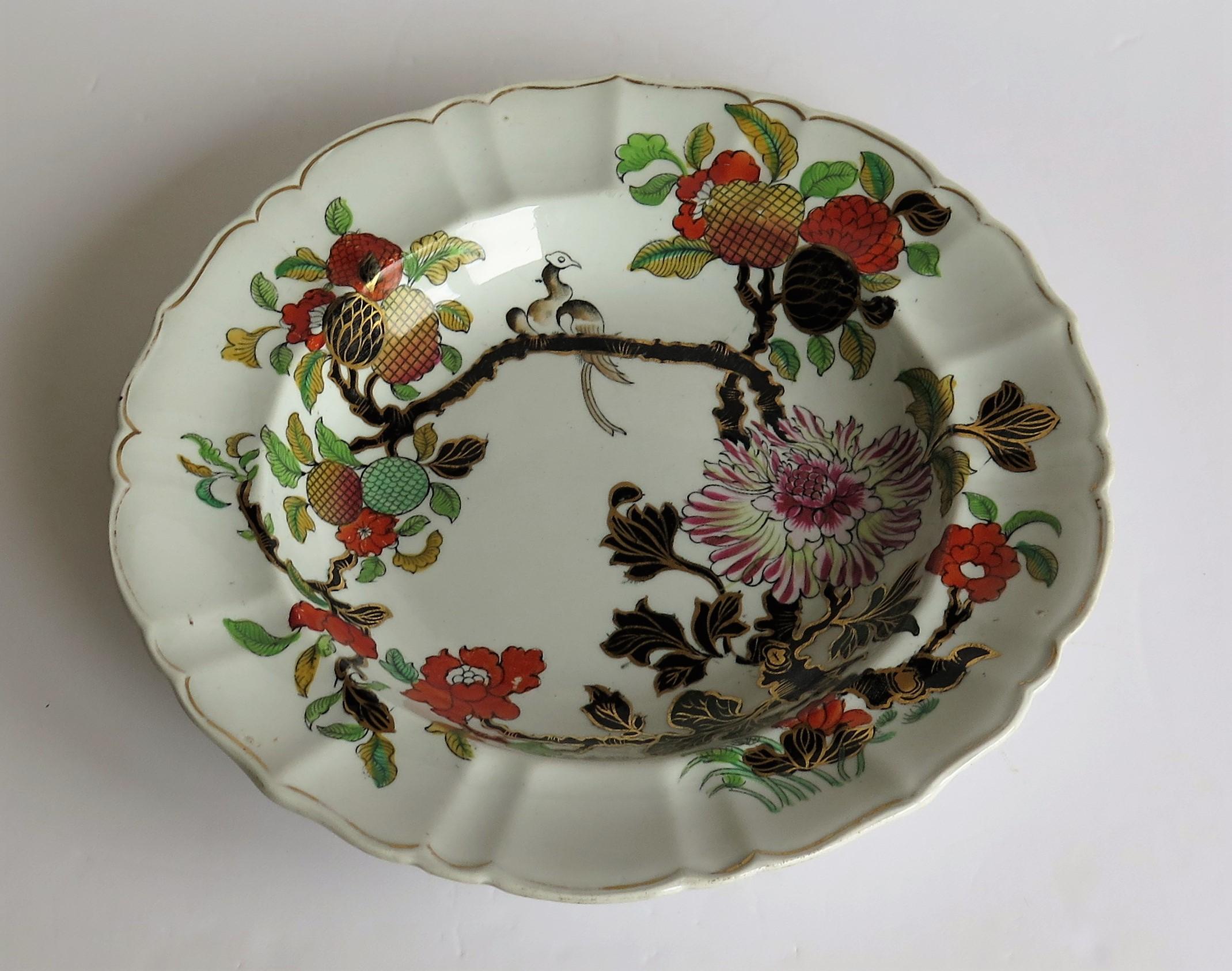 William IV Mason's Ironstone Soup Bowl or Plate Hand Painted Wood Pigeon Pattern circa 1830