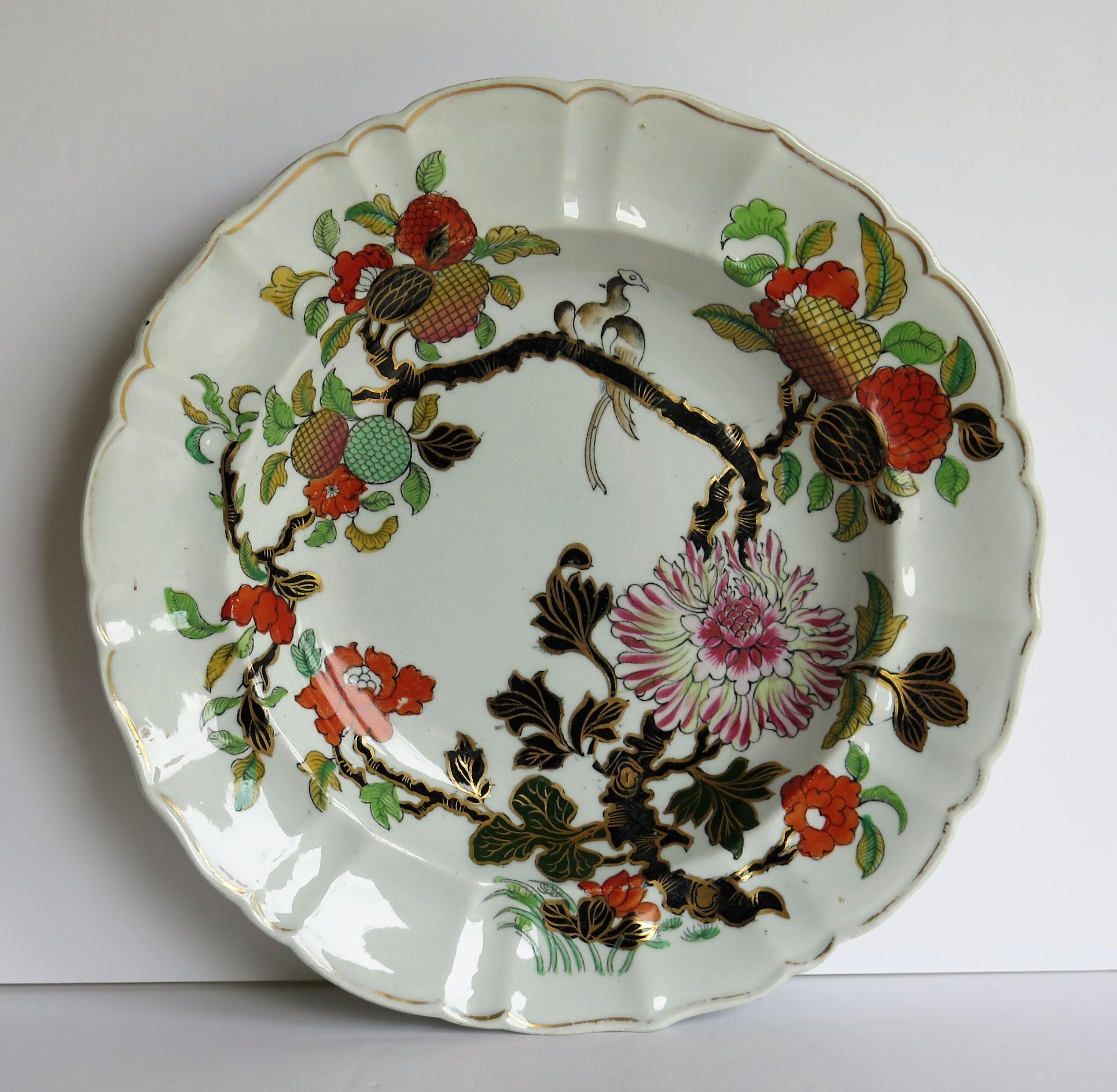 Mason's Ironstone Soup Bowl or Plate Hand Painted Wood Pigeon Pattern circa 1830 In Good Condition In Lincoln, Lincolnshire