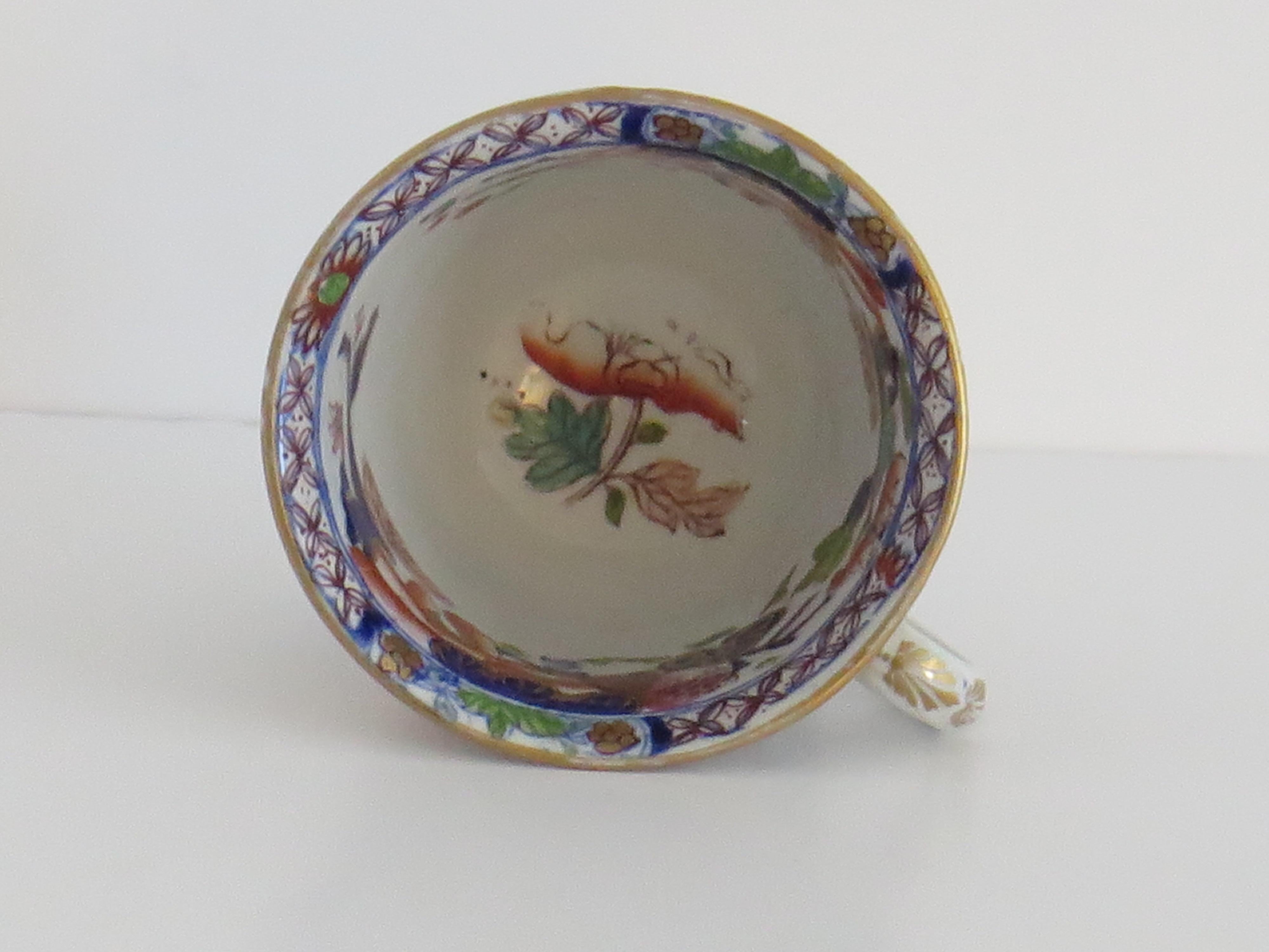 19th Century Mason's Ironstone Tea Cup Hand Painted in Gilded Water Lily Pattern, circa 1835 For Sale
