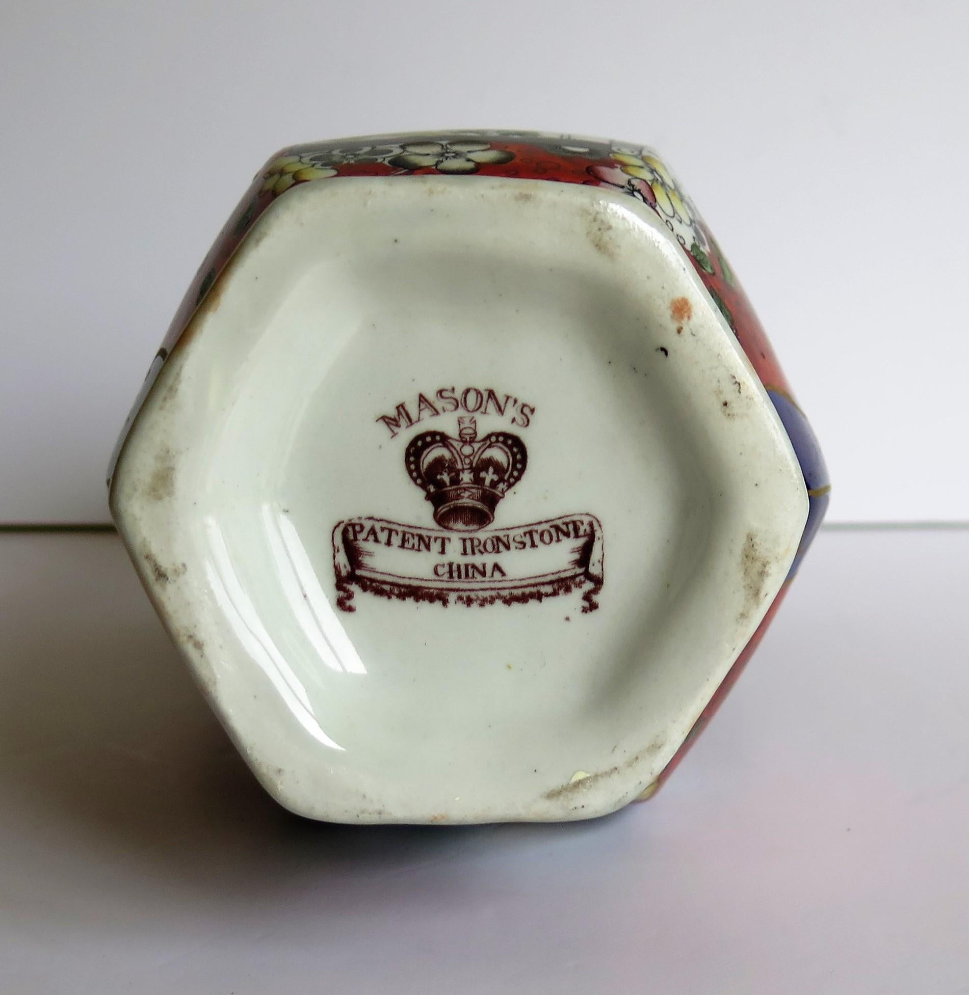 Mason's Ironstone Vase Hand Painted in Landscape and Prunus Pattern, circa 1830 10