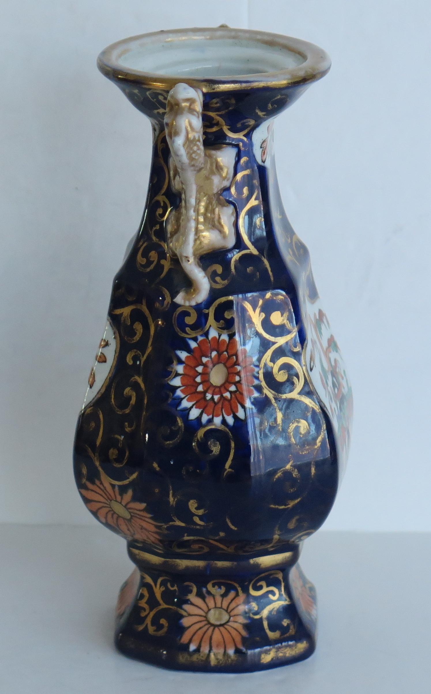 19th Century Mason's Ironstone Vase in Blue Hawthorne Pattern, Circa 1830 For Sale