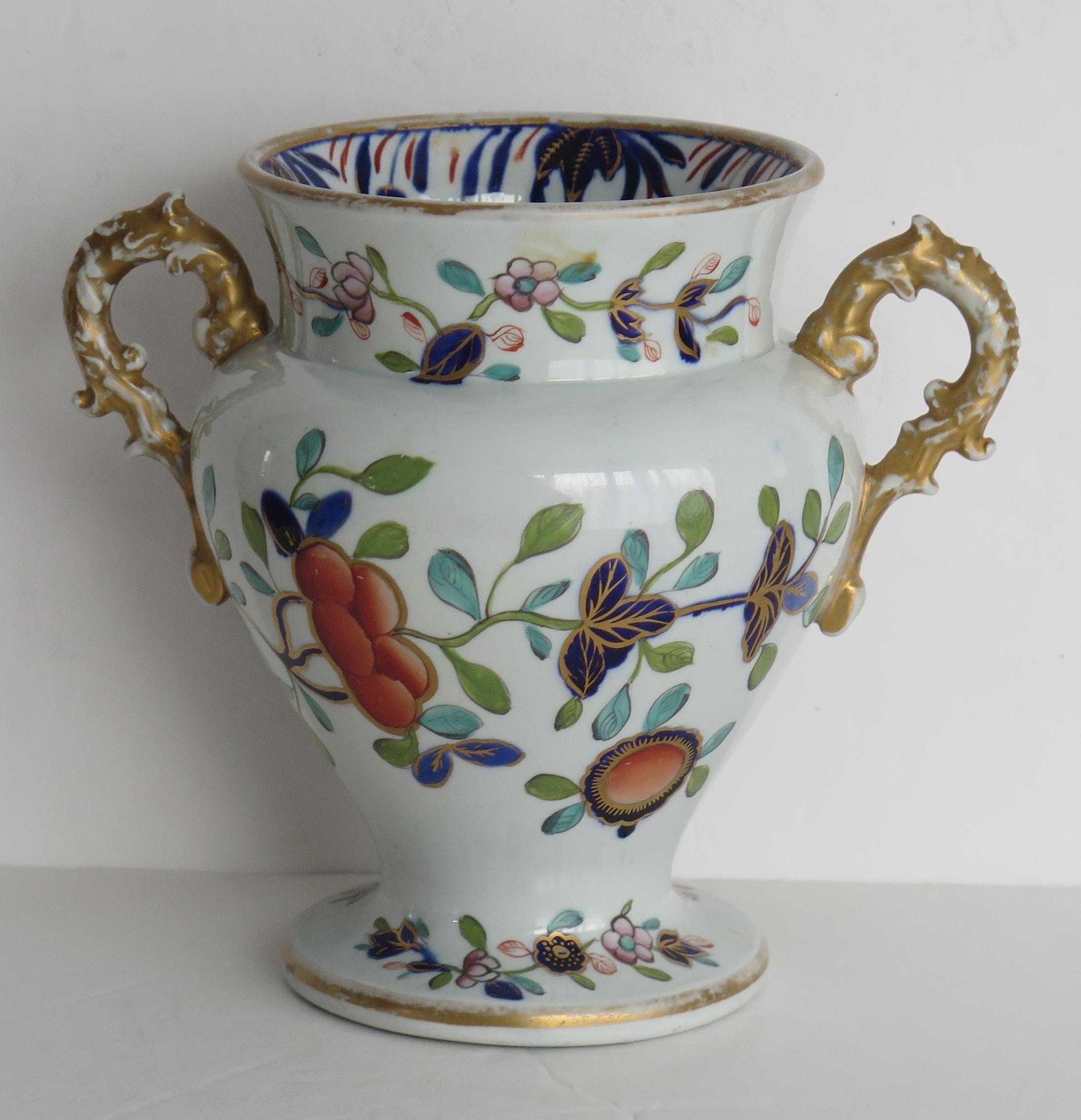 Glazed Mason's Ironstone Vase in Floral Japan Pattern, English Georgian, circa 1815 For Sale