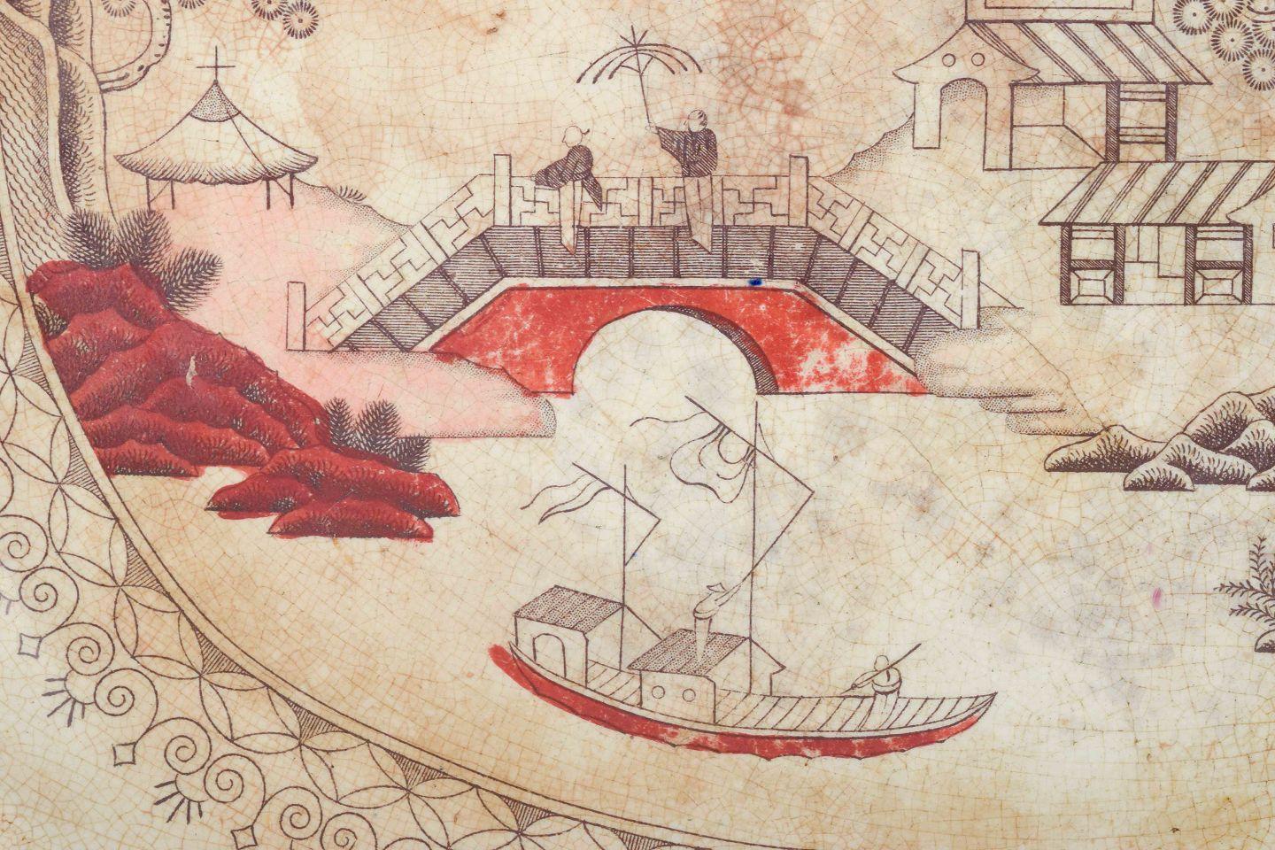 Mason's. Große ovale Schale aus Keramik mit chinesisch inspirierten Motiven, 19. (Glasiert) im Angebot