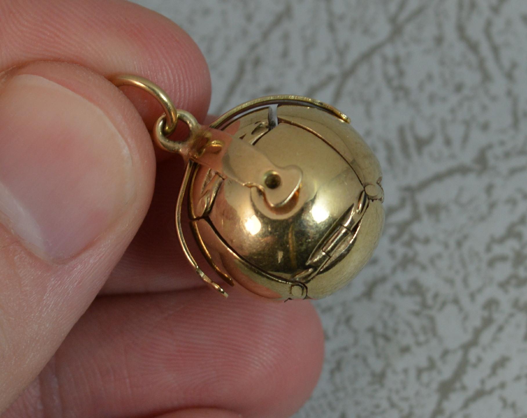 Masons Masonic Solid 9 Carat Gold Ball Fob or Pendant 3