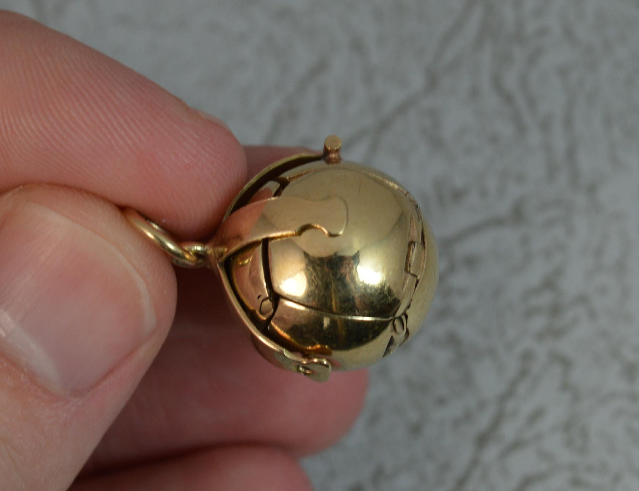 Masons Masonic Solid 9 Carat Gold Ball Fob or Pendant 4