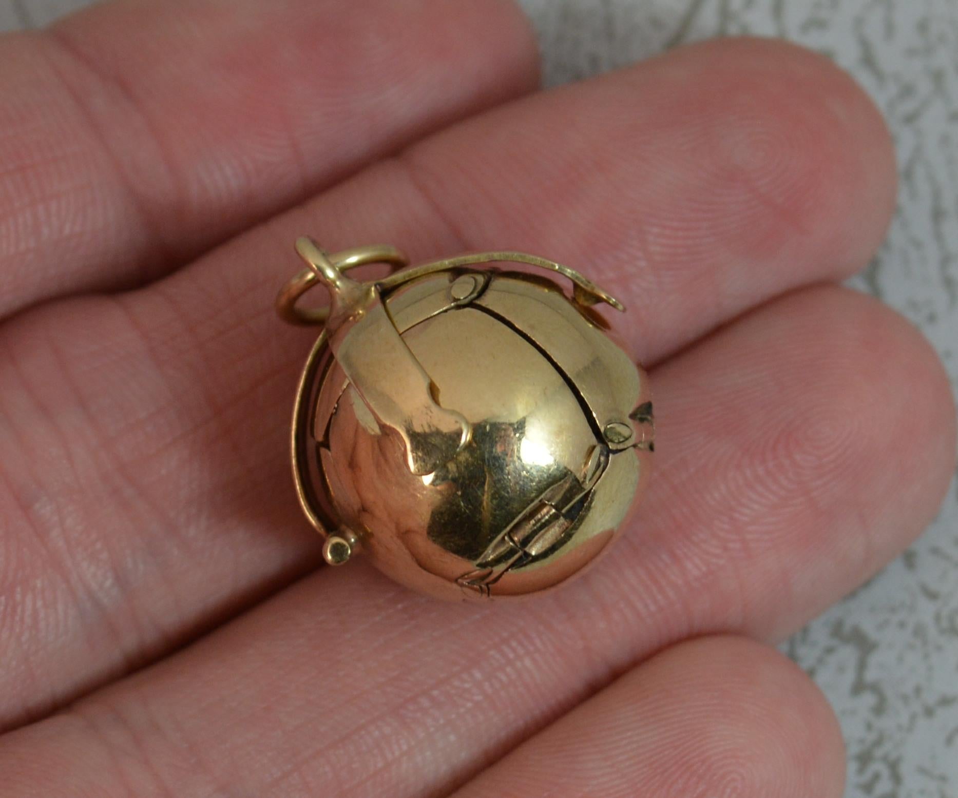 Masons Masonic Solid 9 Carat Gold Ball Fob or Pendant 9