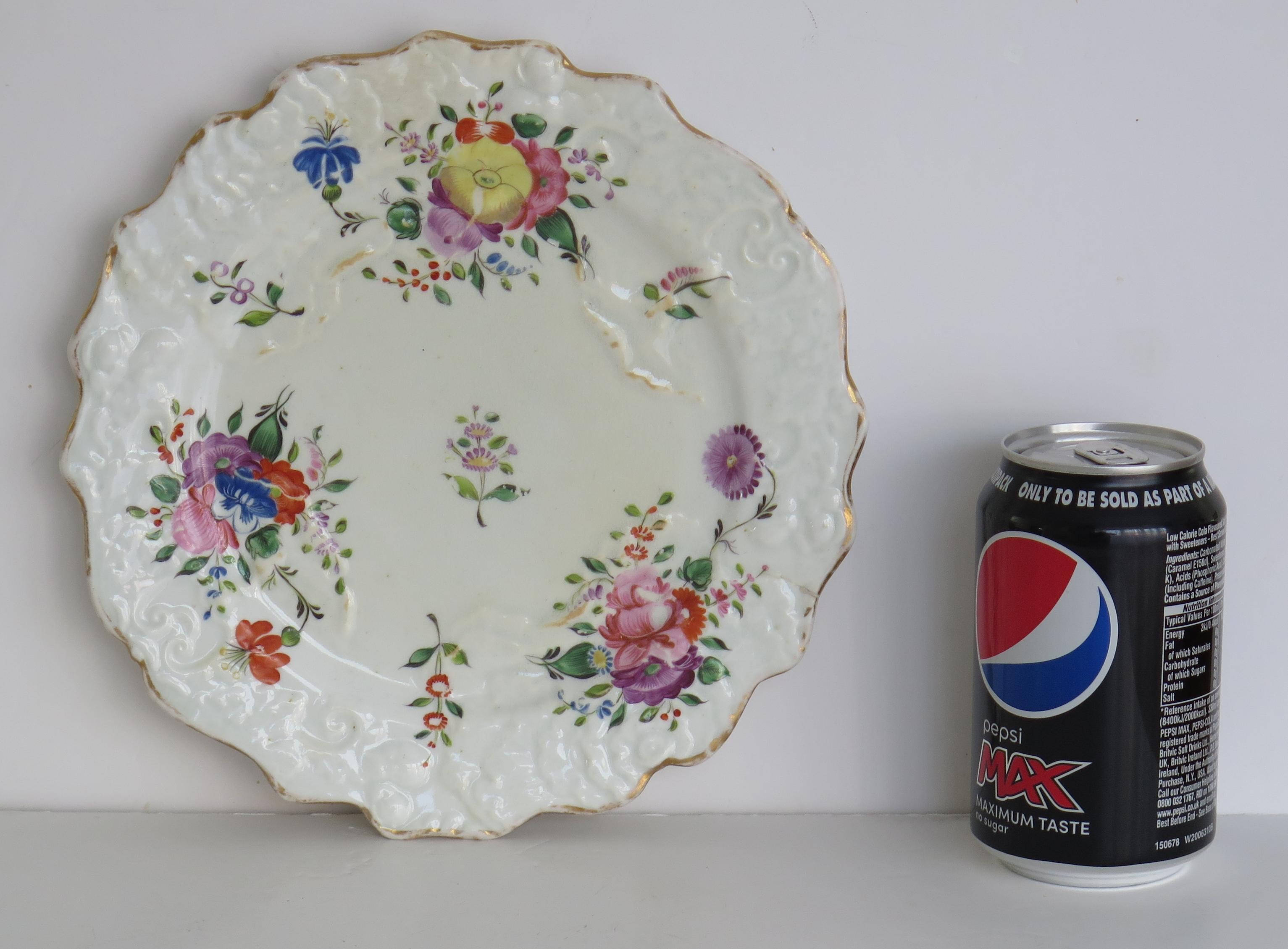 Mason's Porcelain Plate Hand Painted in Central Spray Mixed Border Ptn, Ca 1815 For Sale 7