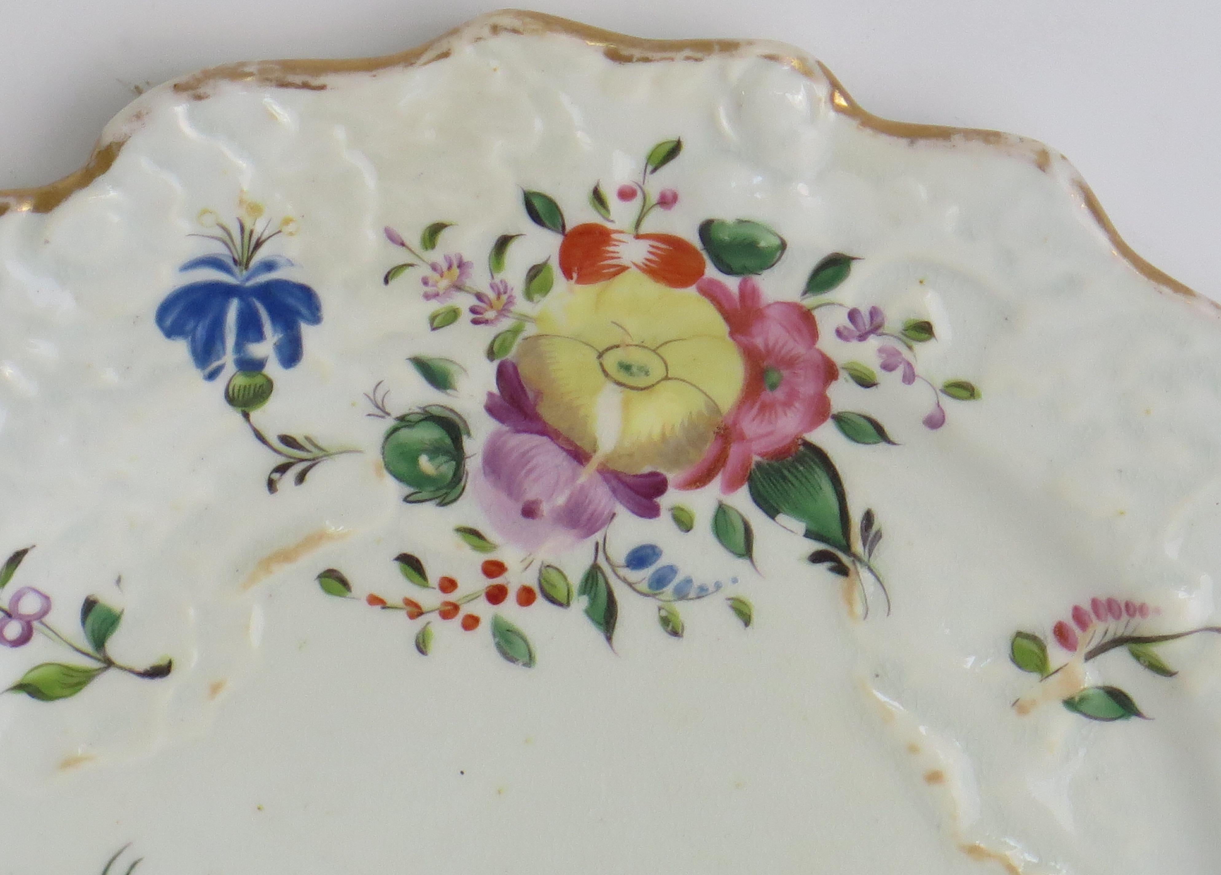 Georgian Mason's Porcelain Plate Hand Painted in Central Spray Mixed Border Ptn, Ca 1815 For Sale