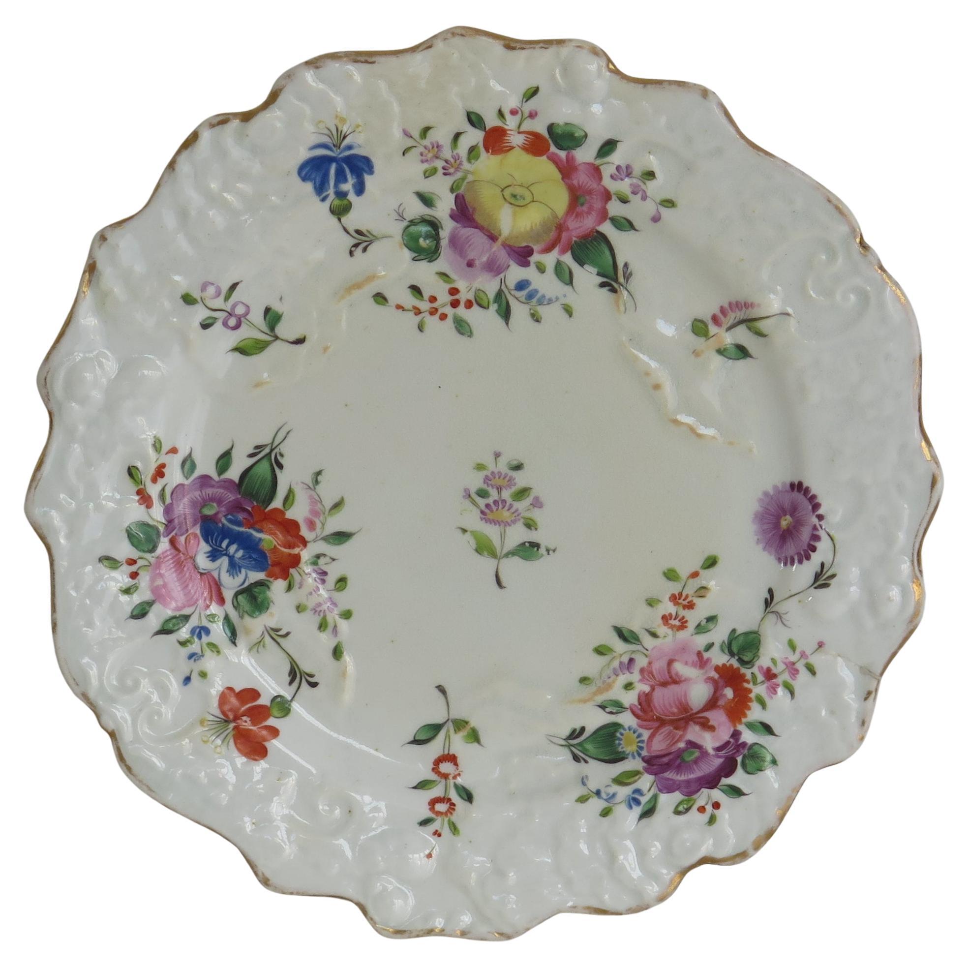 Mason's Porcelain Plate Hand Painted in Central Spray Mixed Border Ptn, Ca 1815