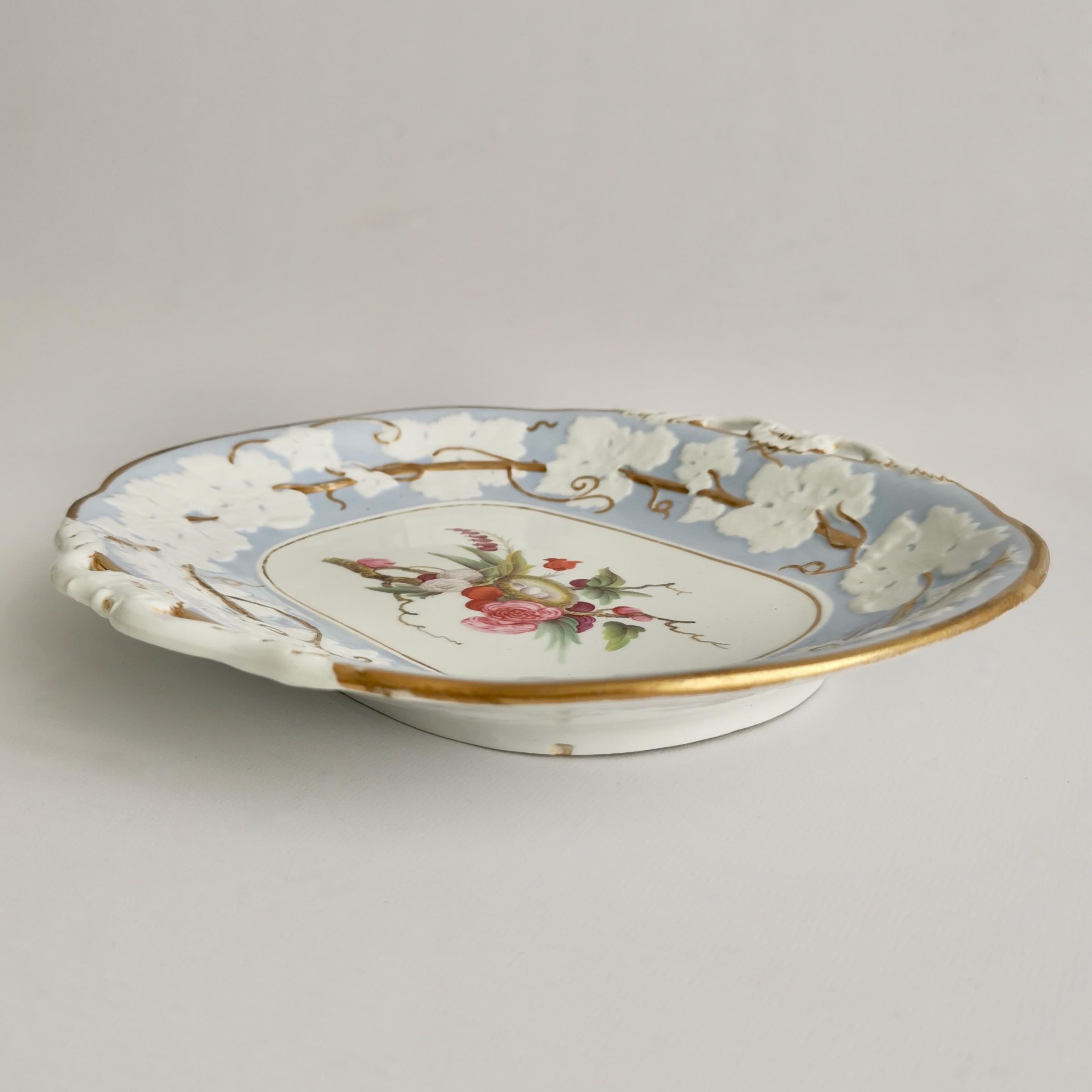 Mason's Porcelain Serving Dish, Light Blue with Birds Nest, Regency, ca 1813 6