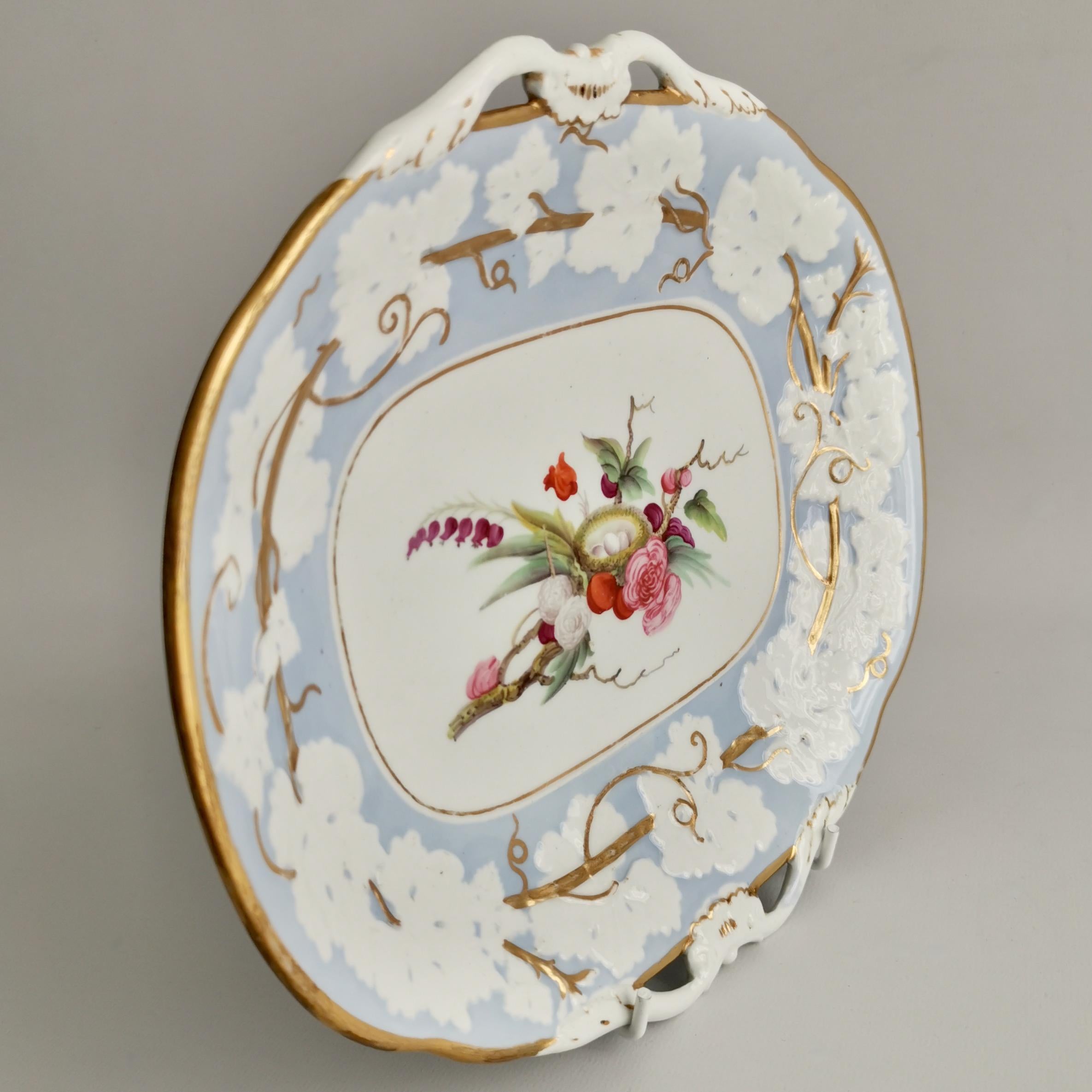 Mason's Porcelain Serving Dish, Light Blue with Birds Nest, Regency, ca 1813 7