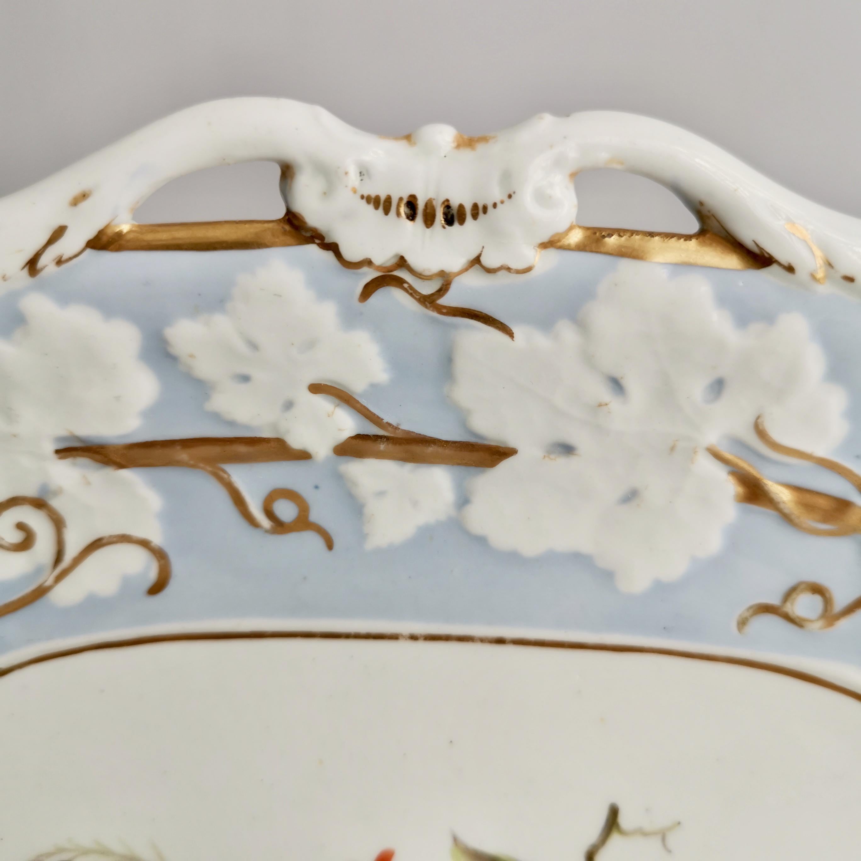 Mason's Porcelain Serving Dish, Light Blue with Birds Nest, Regency, ca 1813 1