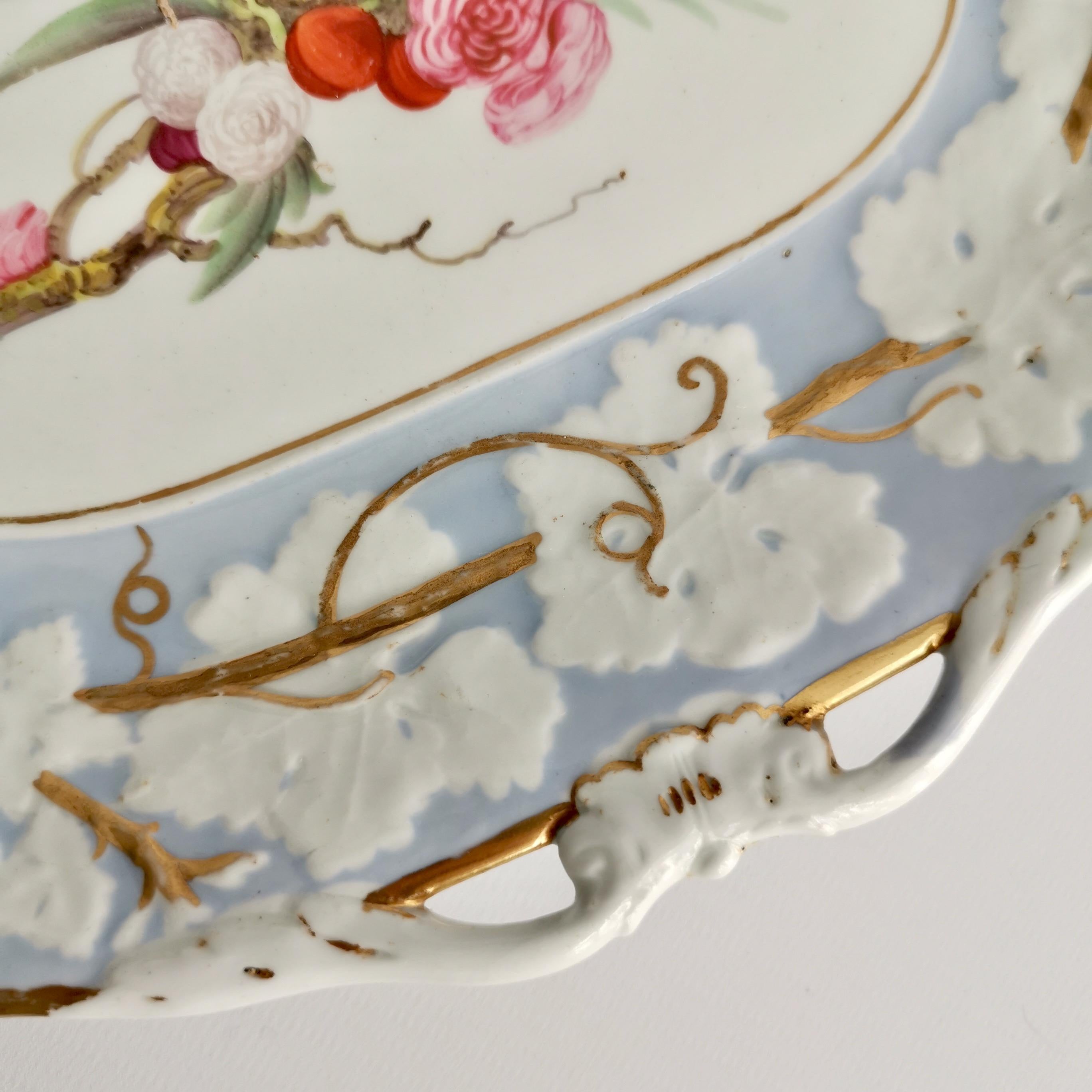 Mason's Porcelain Serving Dish, Light Blue with Birds Nest, Regency, ca 1813 4