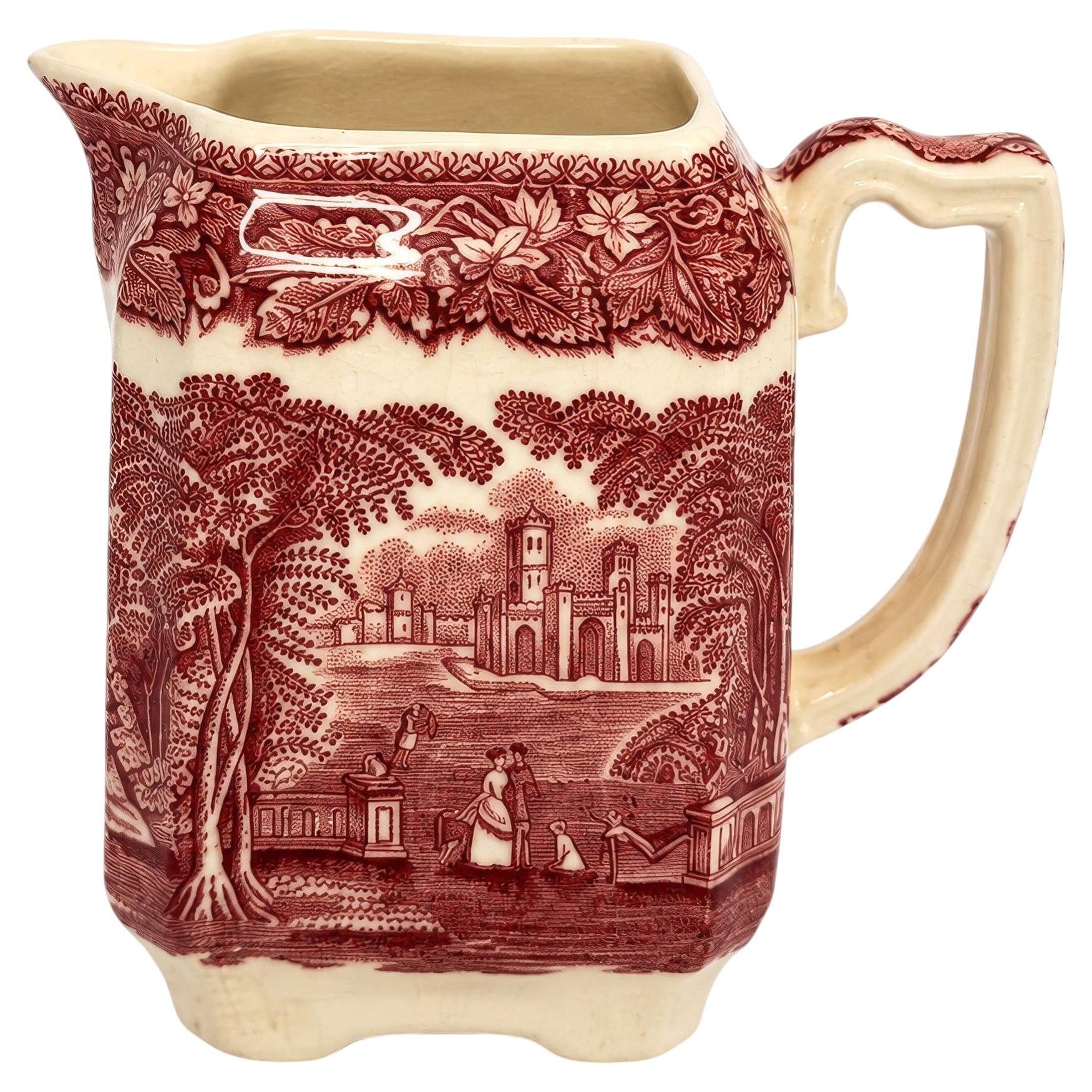 Mason’s Stratford Ironstone Milk Jug, Red Transferware, England, 1950 For Sale