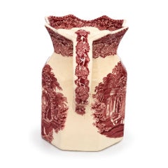 Mason’s Stratford Ironstone Pitcher, Red Transferware, England, 1950s