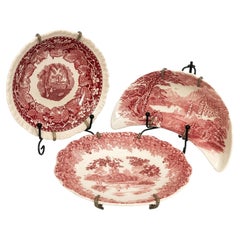Lot de 3 assiettes murales « Mason's Ironstone » de Stratford, décor « Red Transferware »