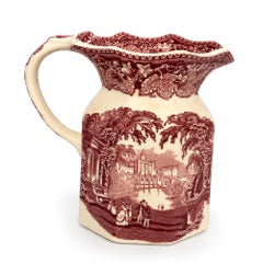 Jarra «Vista Ironstone» de Mason's Ironstone, con decoración en rojo por transferencia, Inglaterra, década de 1940