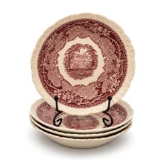 Mason’s Vista Red Transferware Berry Bowls, Set of Four, 1940s