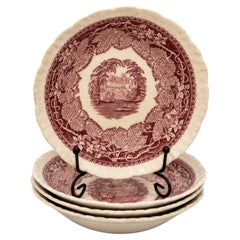 Mason’s Vista Red Transferware Berry Bowls, Set of Four, 1940s
