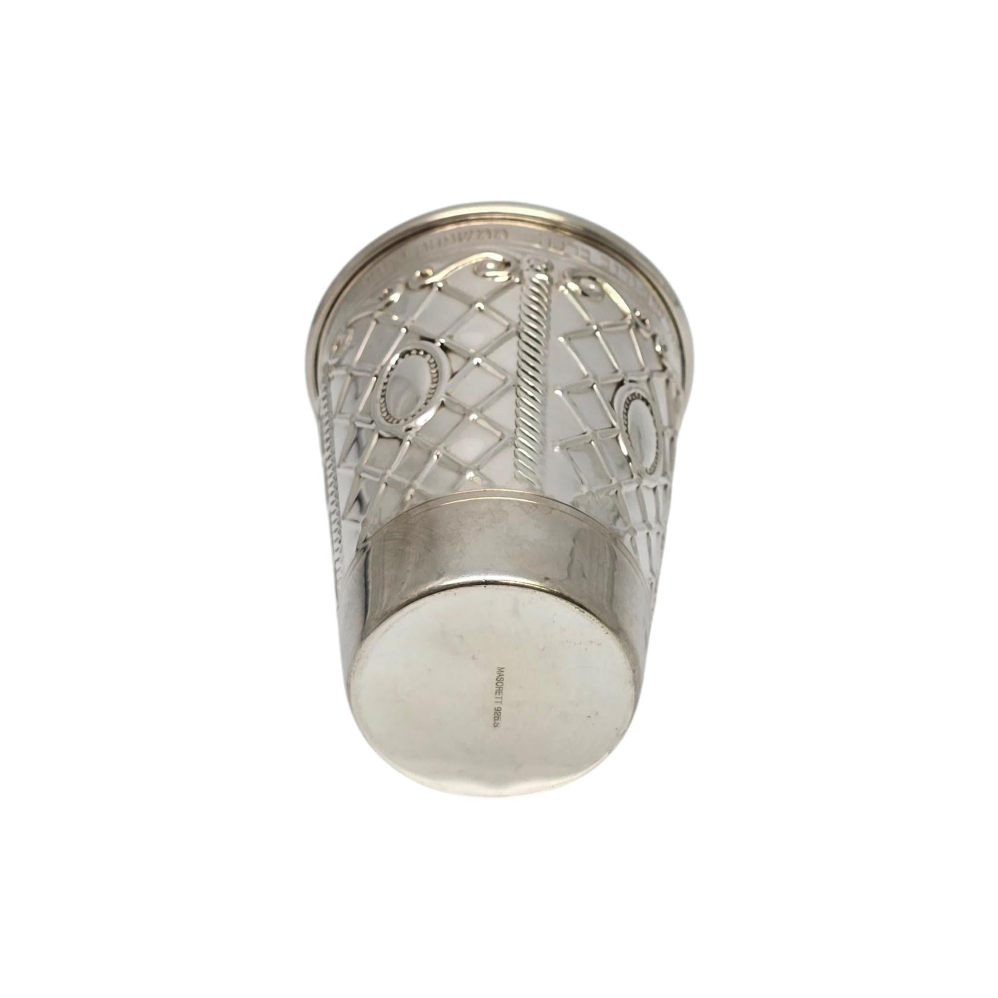 Masorett Sterling Silver Gold Wash Interior Kiddush Cup with Engraving #21683 1
