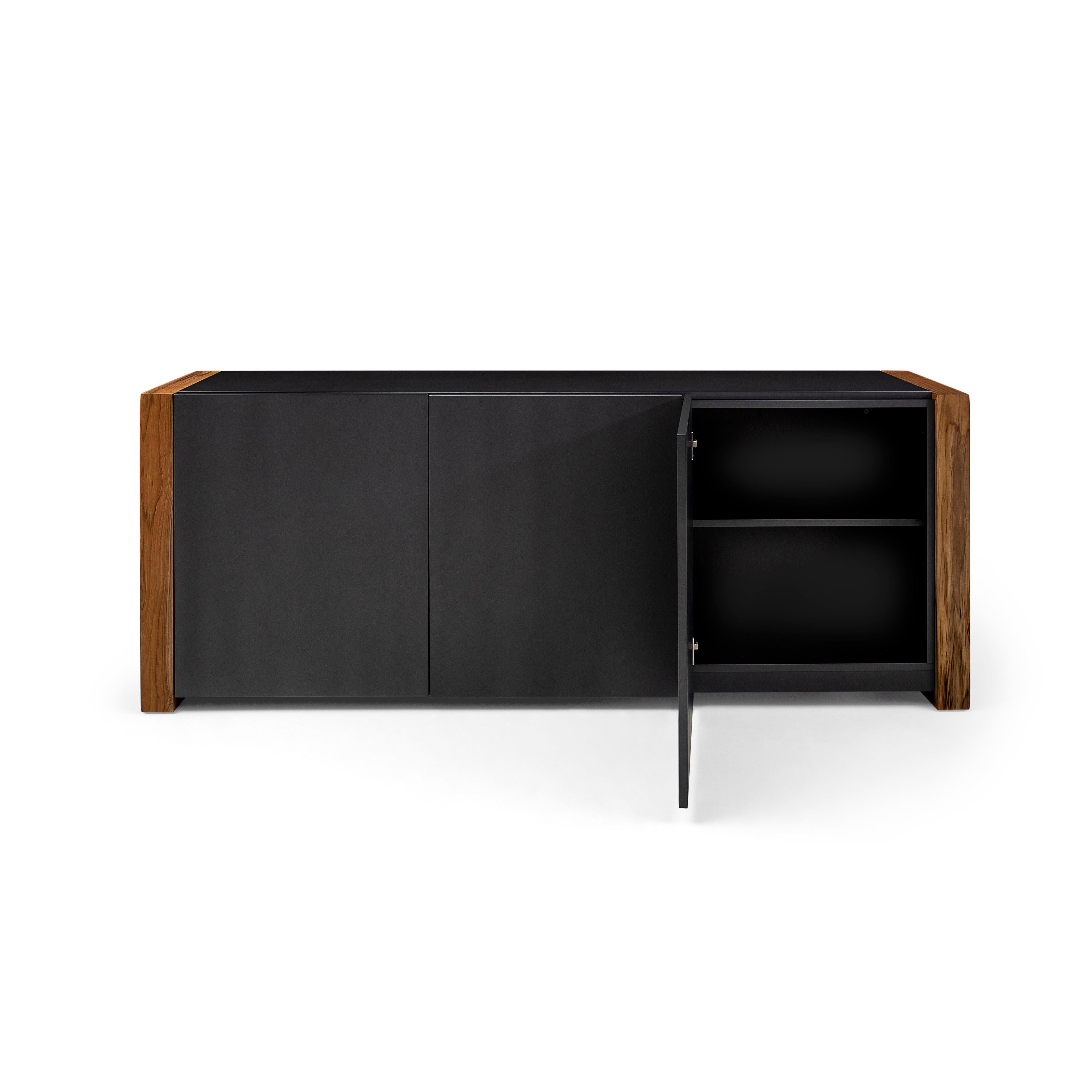 Masp Sideboard in Graphite Finish and Teak Wood Finish End Frames For Sale 5