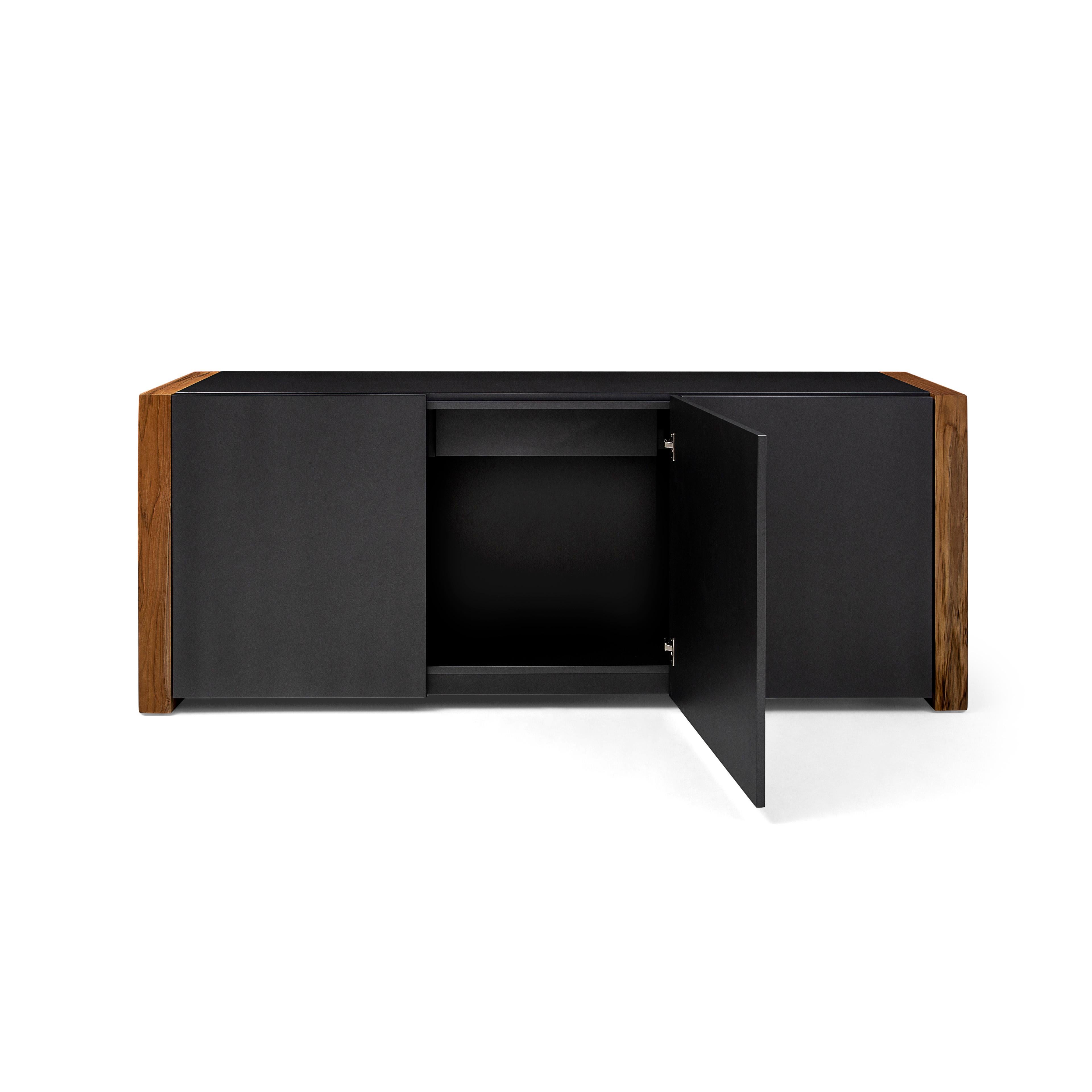 Masp Sideboard in Graphite Finish and Teak Wood Finish End Frames For Sale 6