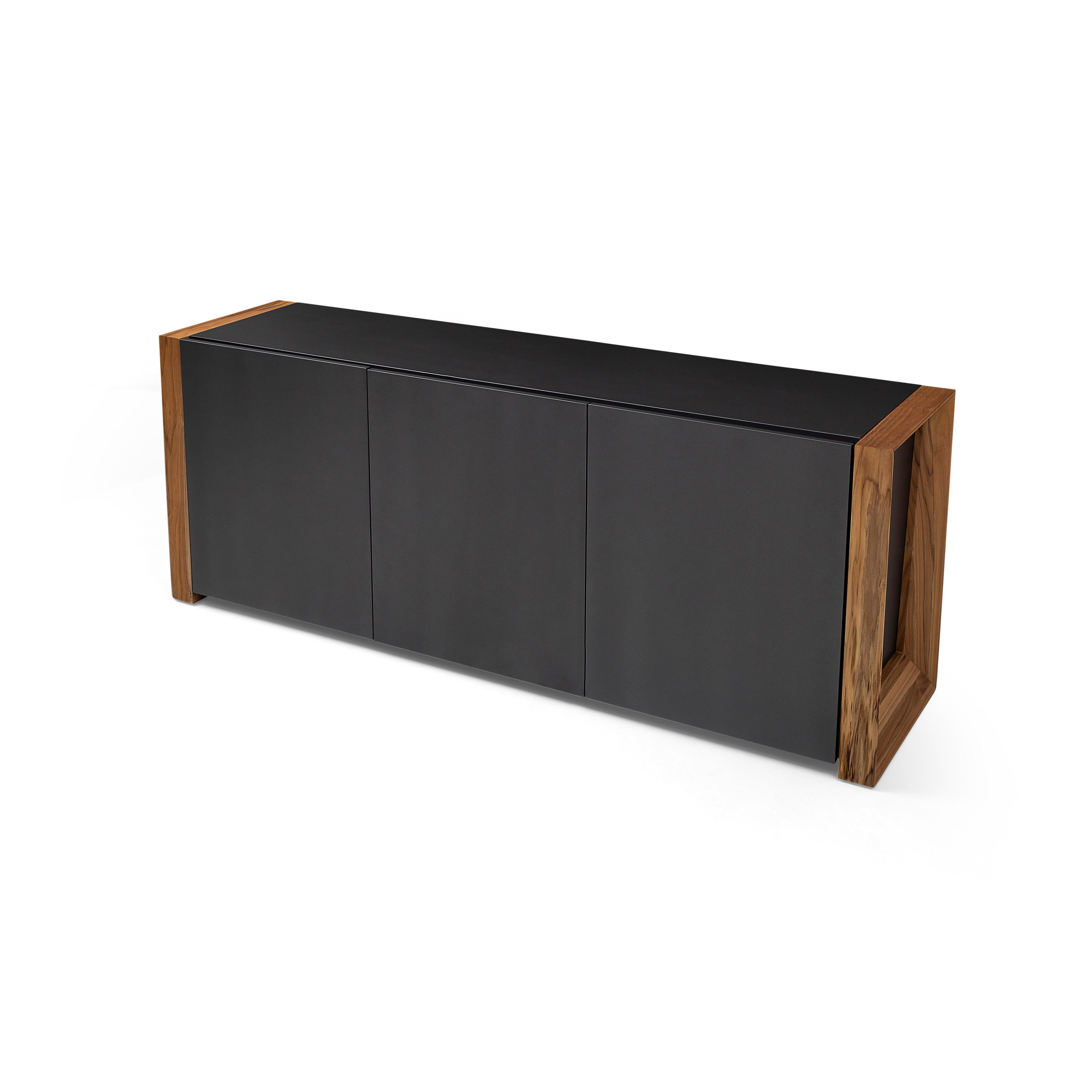 Masp Sideboard in Graphite Finish and Teak Wood Finish End Frames For Sale 7