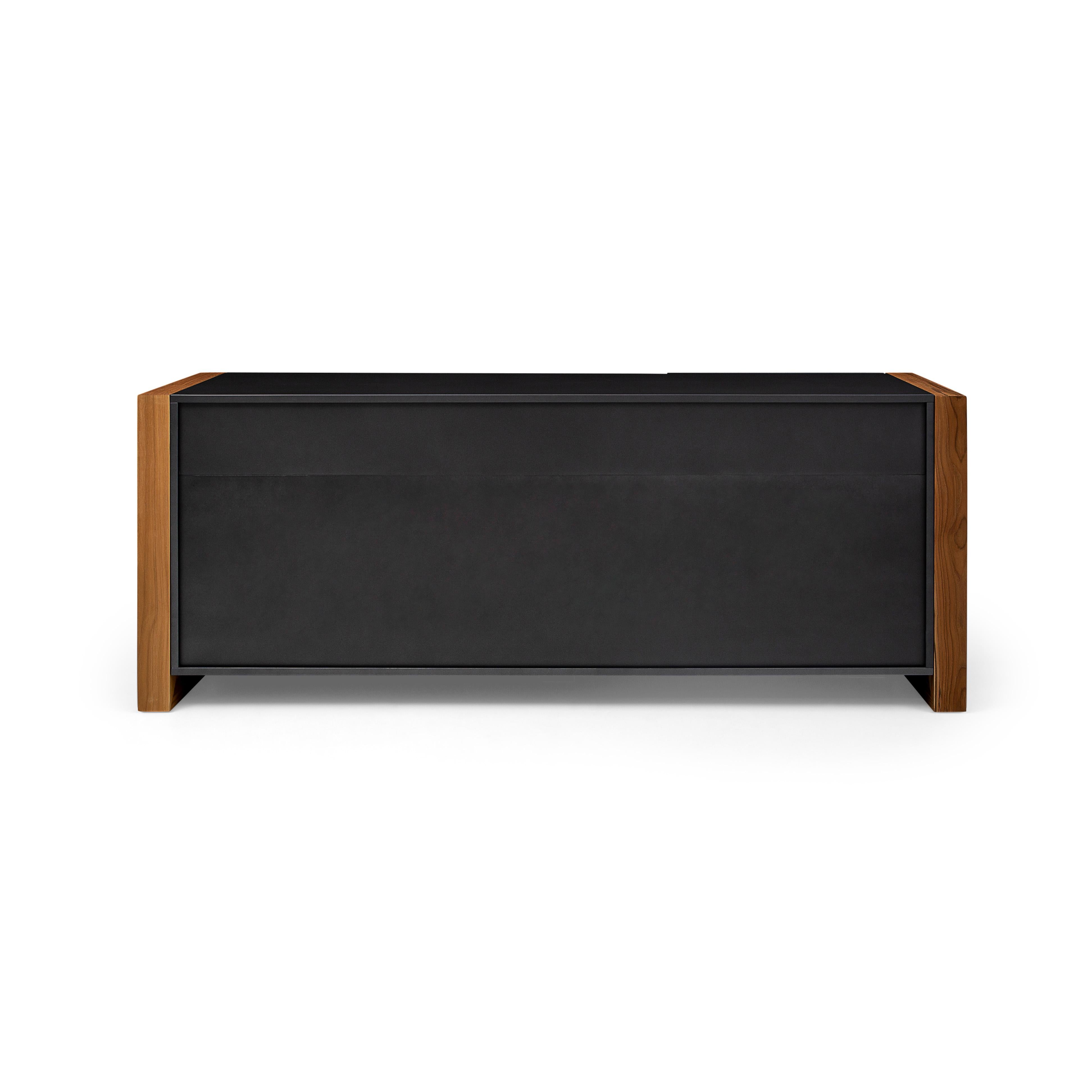 Masp Sideboard in Graphite Finish and Teak Wood Finish End Frames For Sale 8