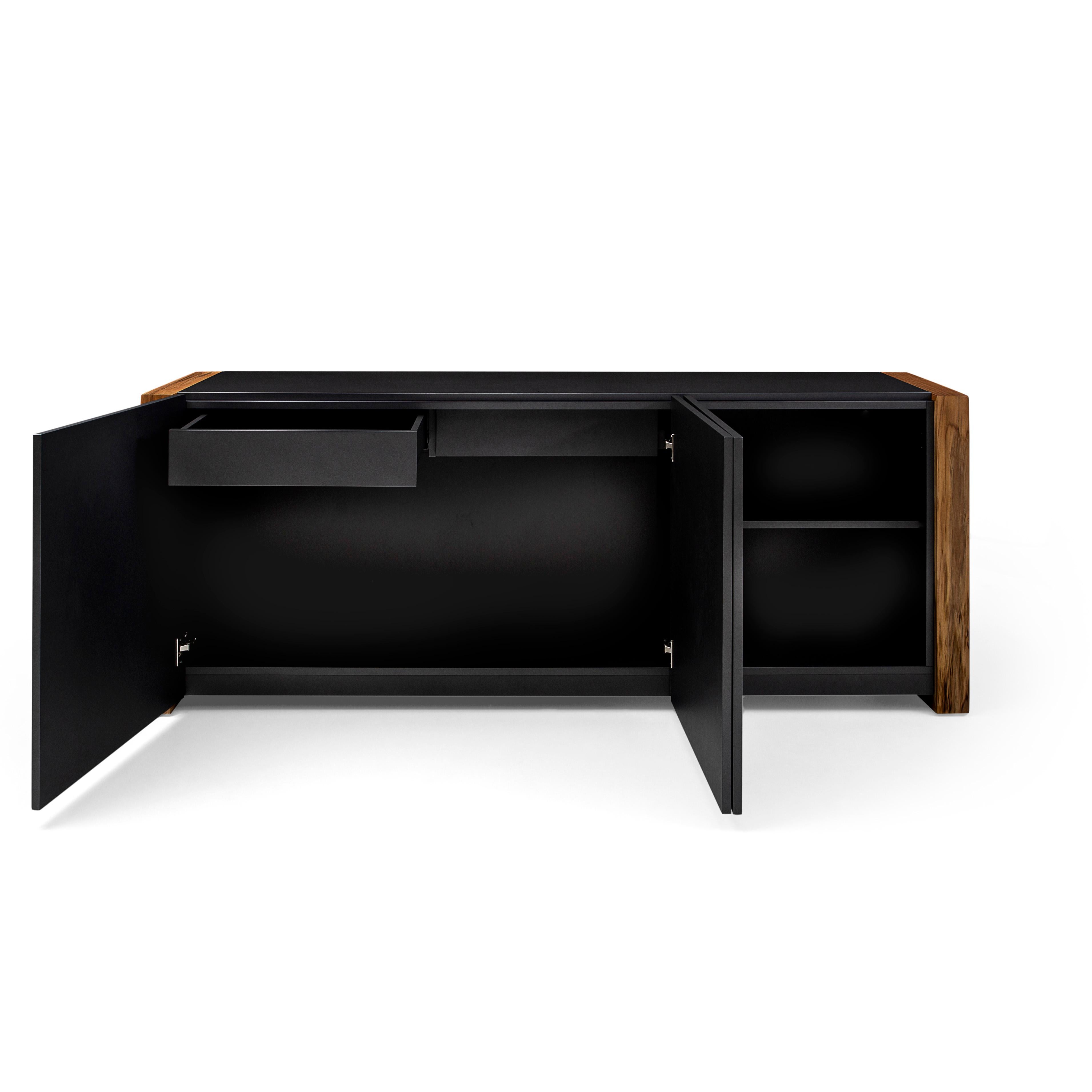 Masp Sideboard in Graphite Finish and Teak Wood Finish End Frames For Sale 2