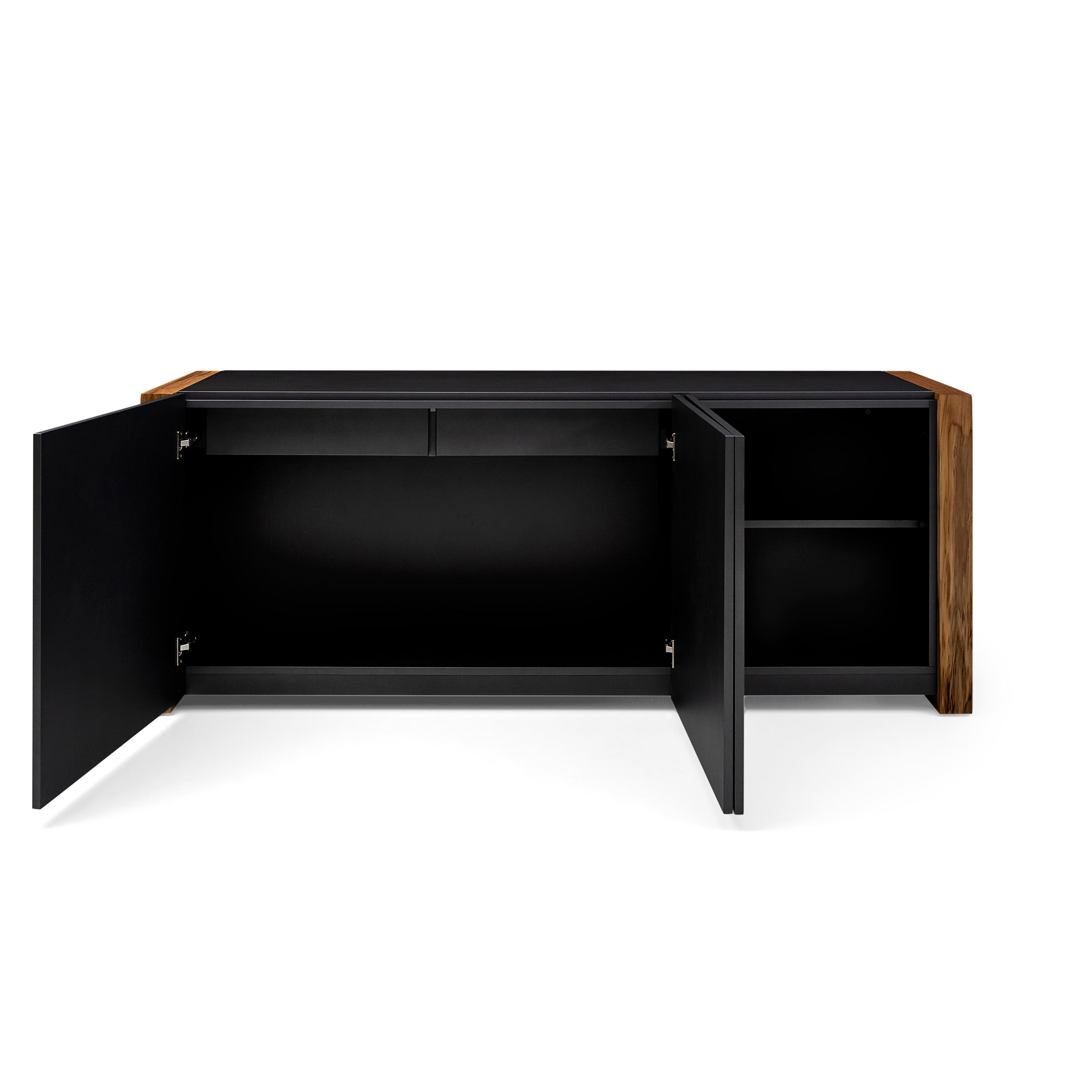 Masp Sideboard in Graphite Finish and Teak Wood Finish End Frames For Sale 4