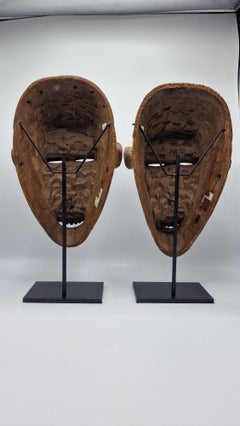 Ngbandi Masks from Congo, Carved Wood, Arts and Crafts Style, 1950