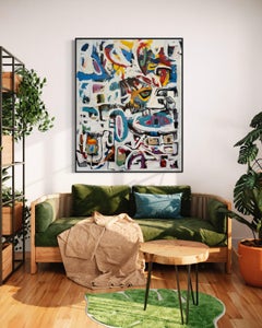 "Armonia" von Masri - Auffallend dynamische abstrakte Malerei mit kühler Farbpalette