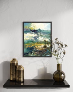 "Ascent" - Contemporary Textured Abstract with Yellow, Blue, and Earth Tones