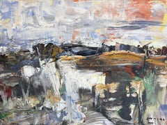 „Beginning of Sunset“, Öl auf Leinwand, abstrakte Landschaft von Masri